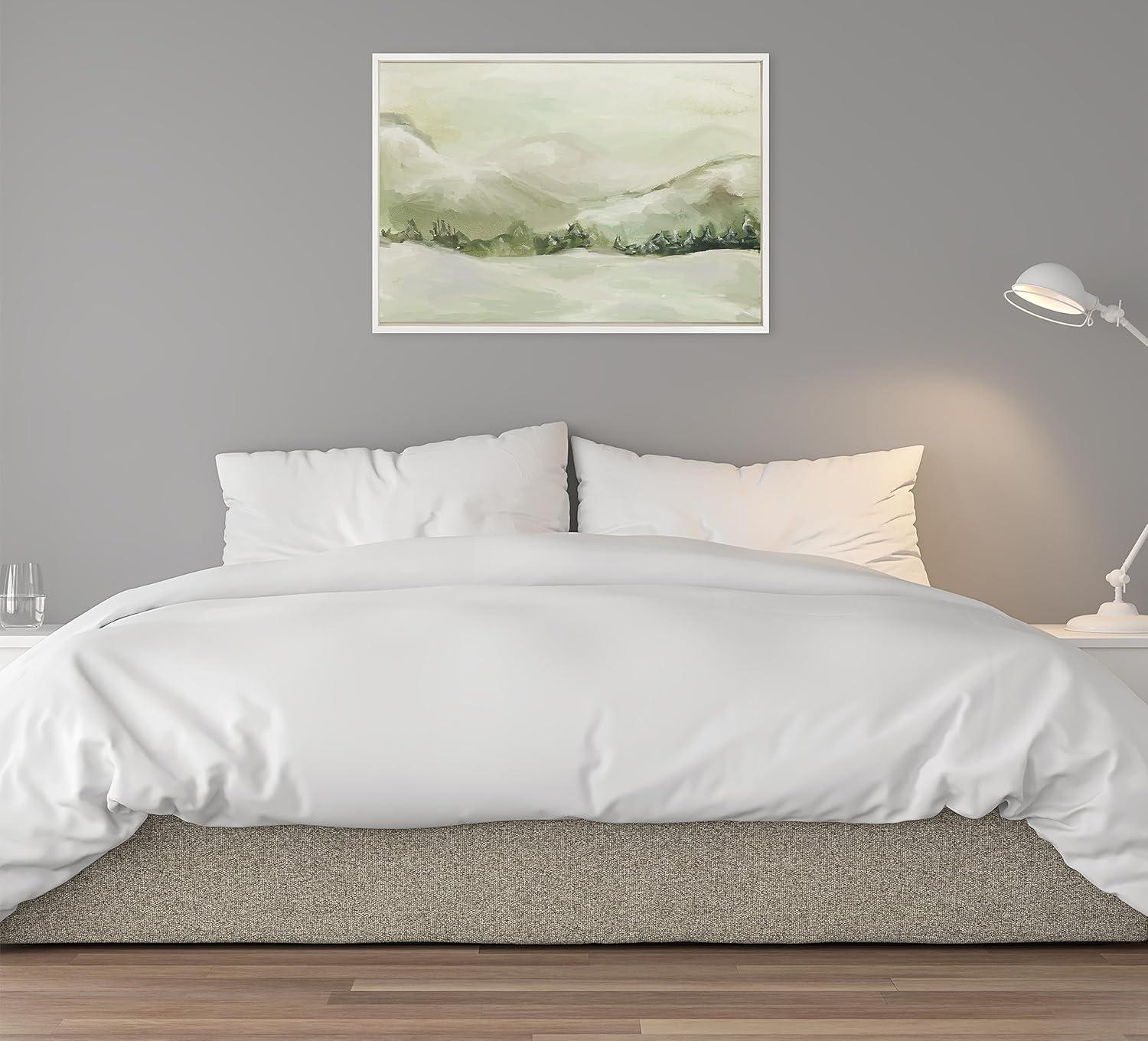 Kate & Laurel All Things Decor 23"x33" Sylvie Winter Landscape 3 Framed Canvas Wall Art by Annie Quigley White Nature Holiday Snow