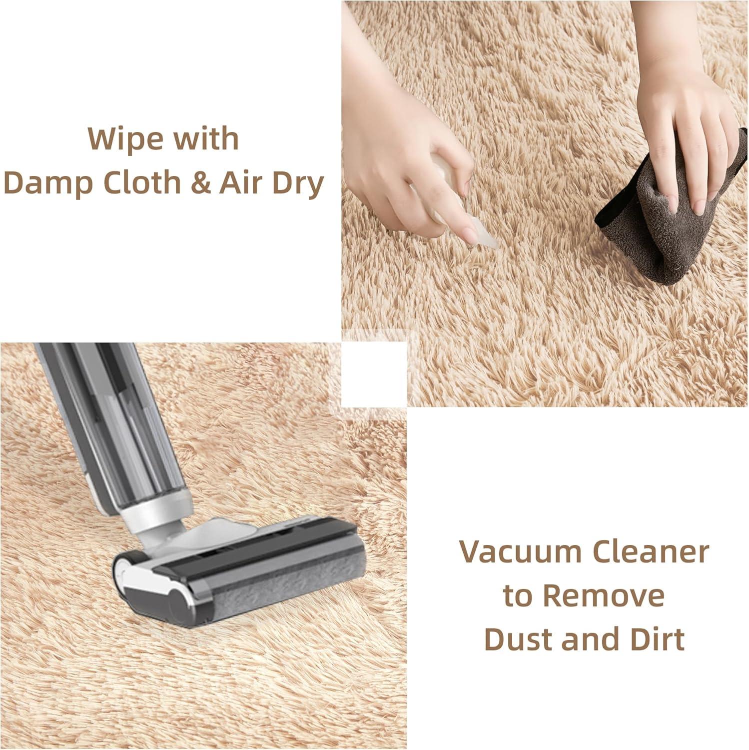 FlyDOIT Large Area Rugs for Living Room, 5x8 Feet Tie-Dyed Beige Shaggy Rug Fluffy Throw Carpets, Ultra Soft Plush Modern Indoor Fuzzy Rugs for Bedroom Girls Kids Nursery Room Dorm Home Decor