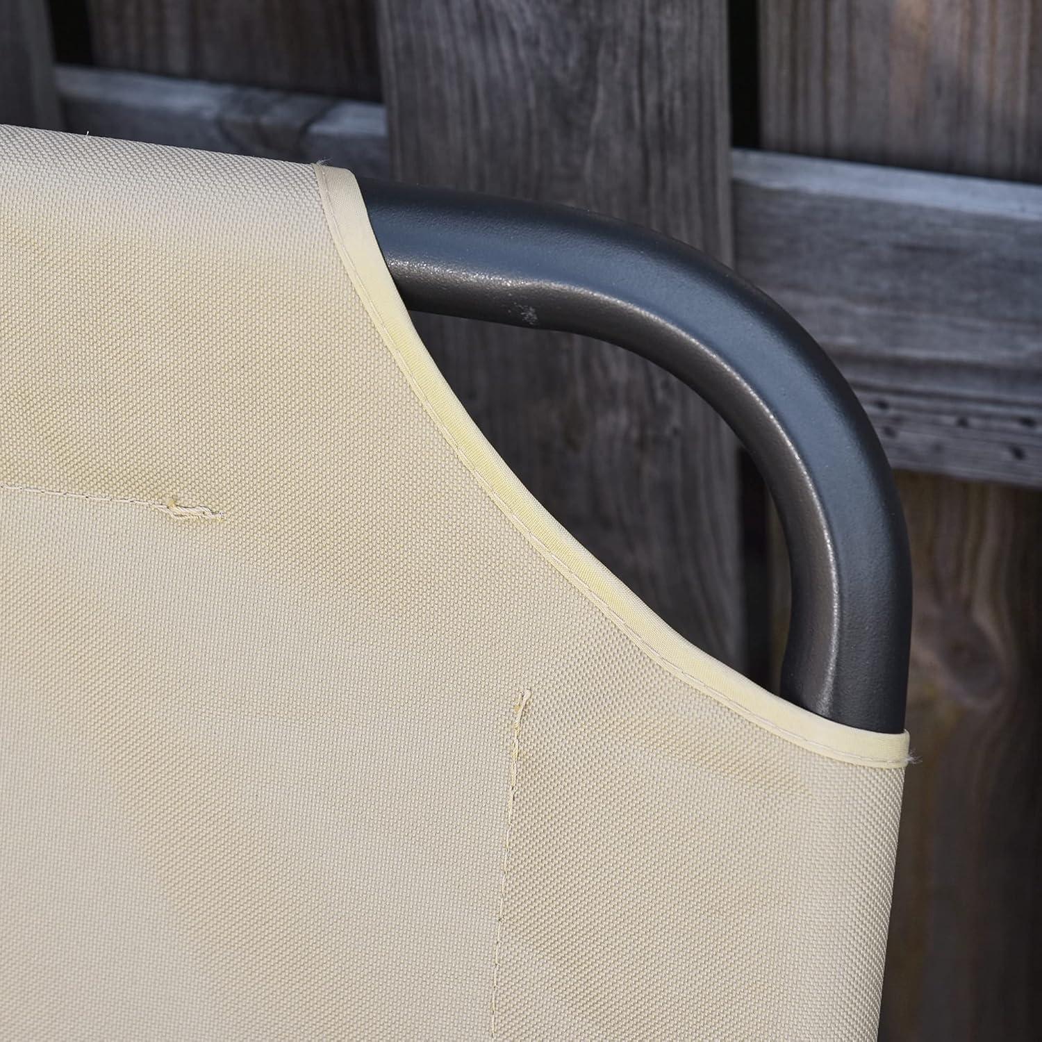 Outsunny Patio Glider Bench with Padded Cushions and Armrests, Outdoor 2-Person Swing Rocking Chair Loveseat with Sturdy Frame, Beige