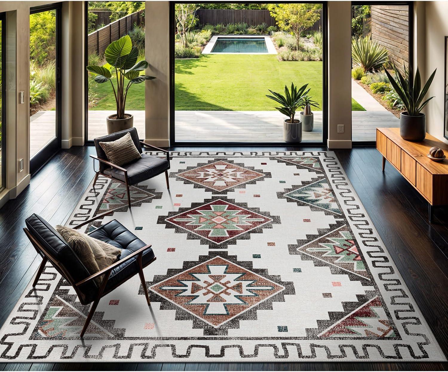 CAMILSON Oriental Retro Persian Traditional Vintage Distressed Non-Shedding Indoor Area Rug(4006-Beige 8x10)