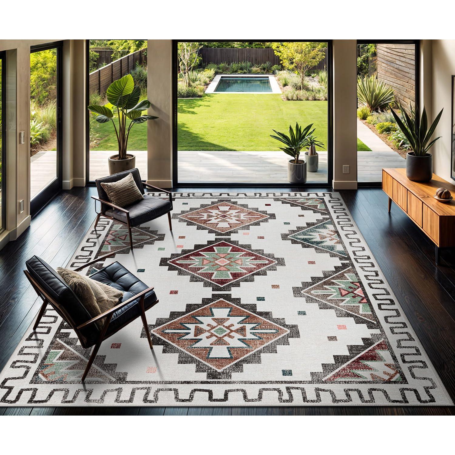CAMILSON Oriental Retro Persian Traditional Vintage Distressed Non-Shedding Indoor Area Rug(4006-Beige 8x10)
