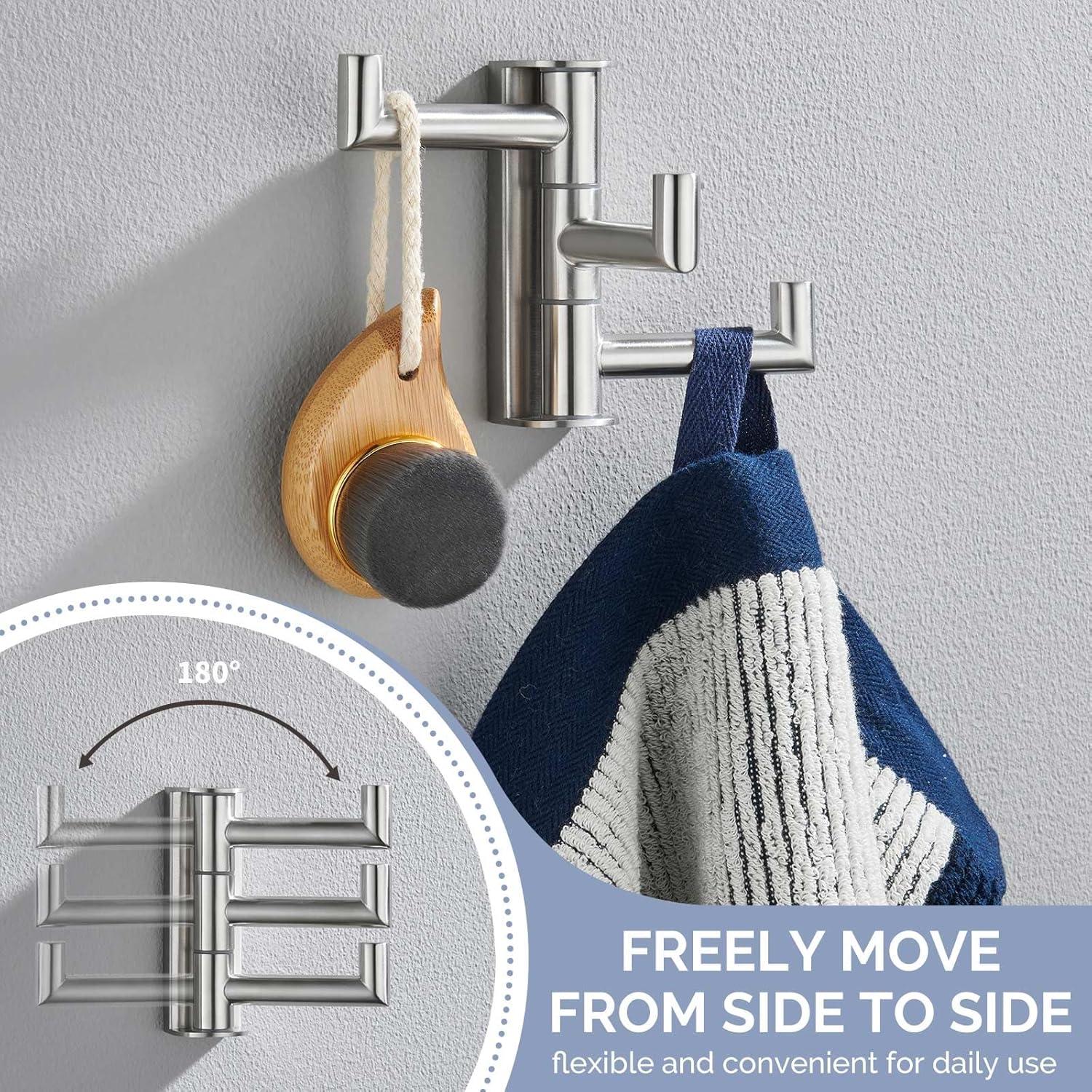 Wall Mounted Stainless Steel Triple SwivelTowel Hook