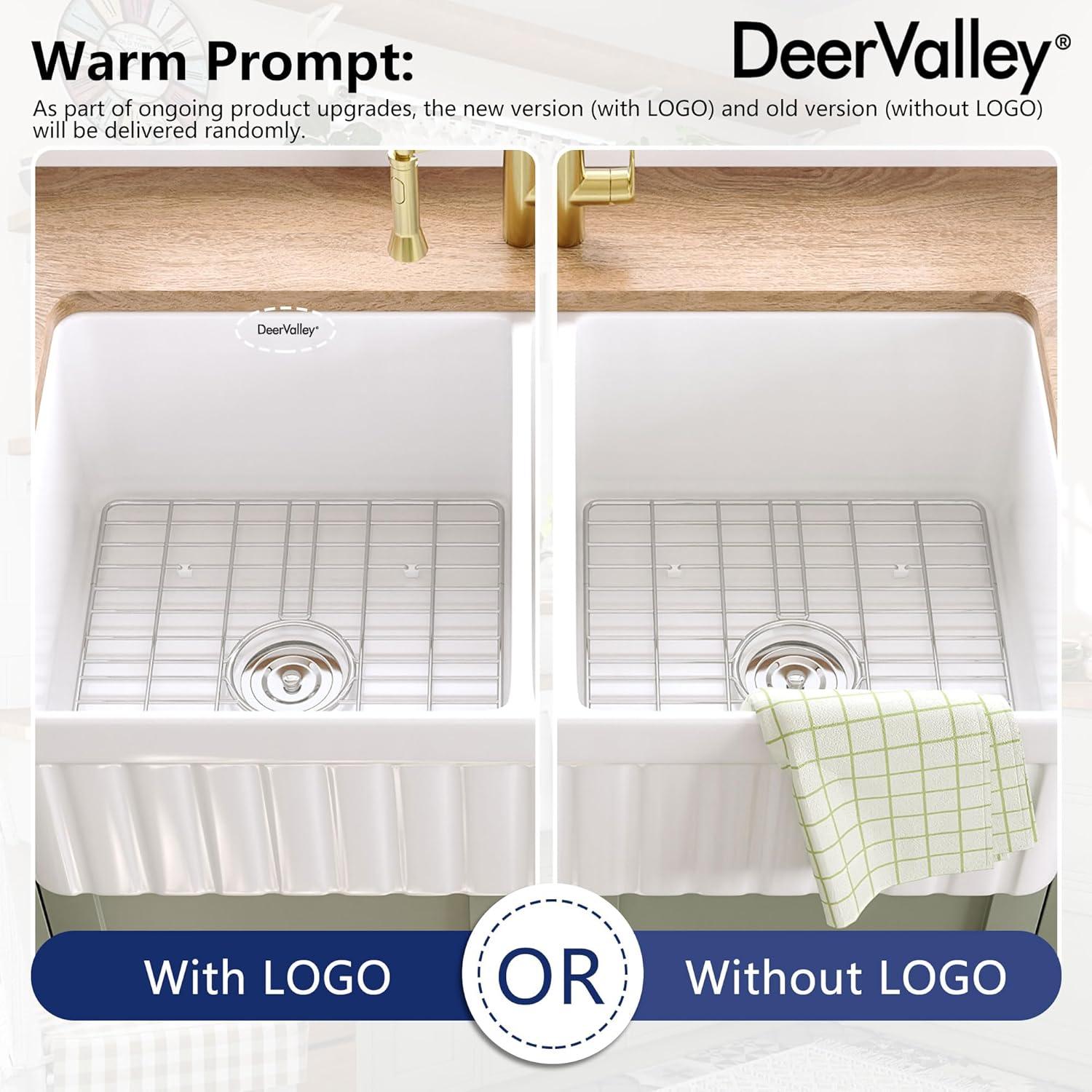 Nova 33" L x 18" W Double Bowl Fireclay Farmhouse Kitchen Sink with Sink Grid and Basket Strainer