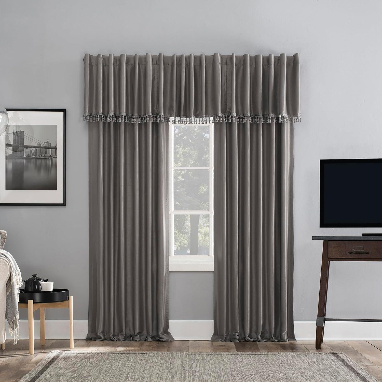 Faux Dupioni Silk Thermal Extreme 100% Blackout Back Tab Curtain Panel