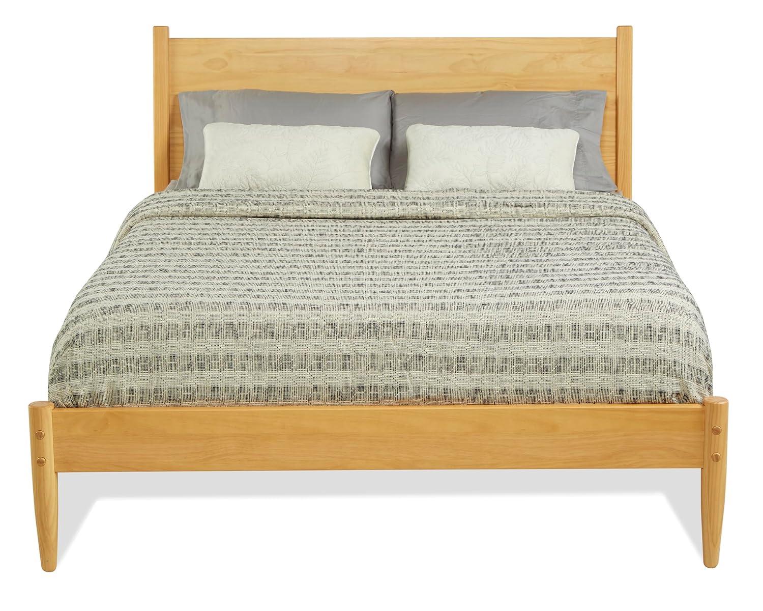 Camaflexi Mid Century Platform Bed Wood Panel Bed Frame with Headboard, Full, Scandinavian Oak