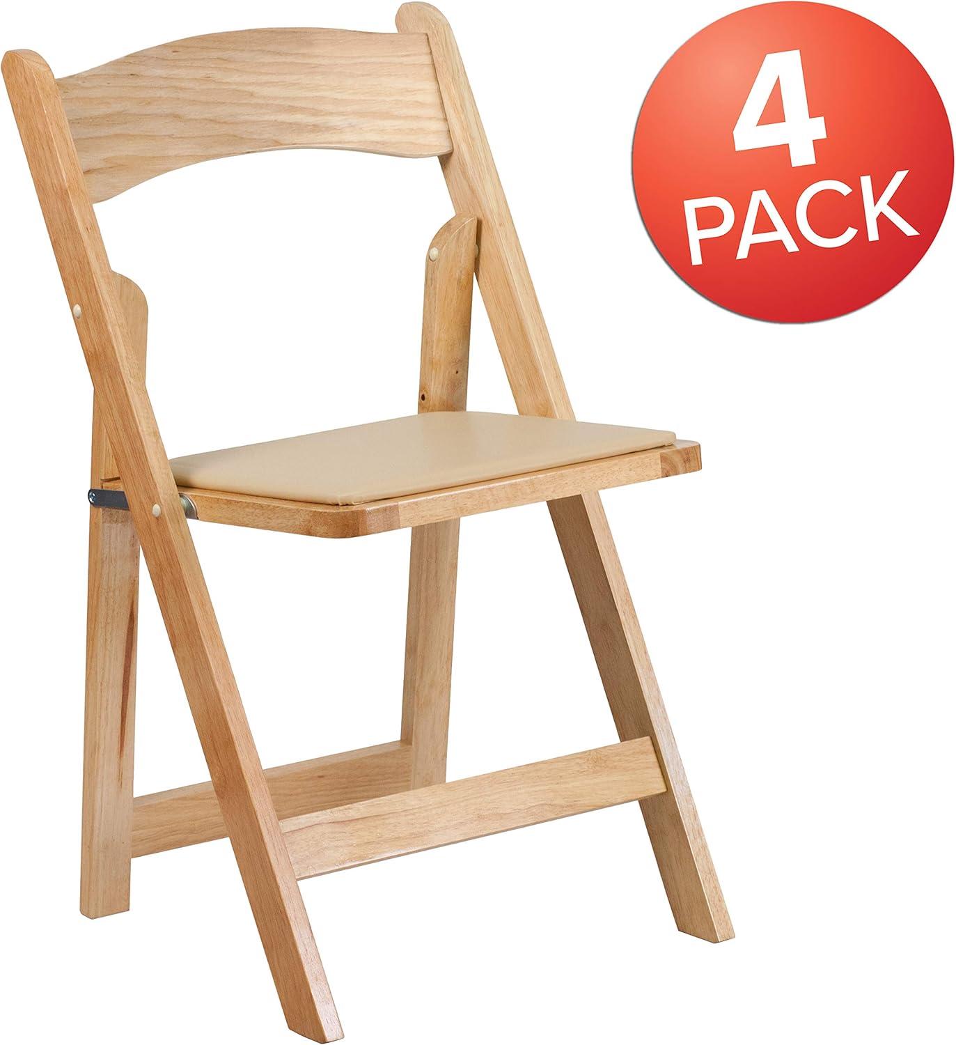 Hercules Series Natural Beechwood Folding Chair with Detachable Vinyl Seat