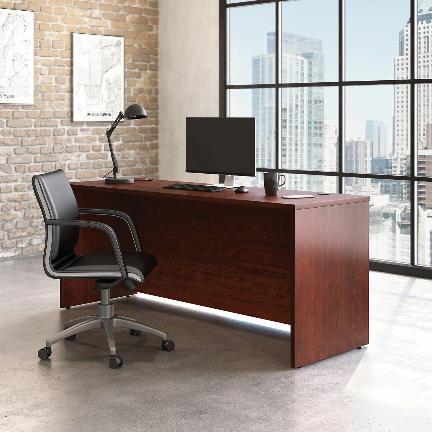 Classic Cherry Executive Wood Desk with Filing Cabinet