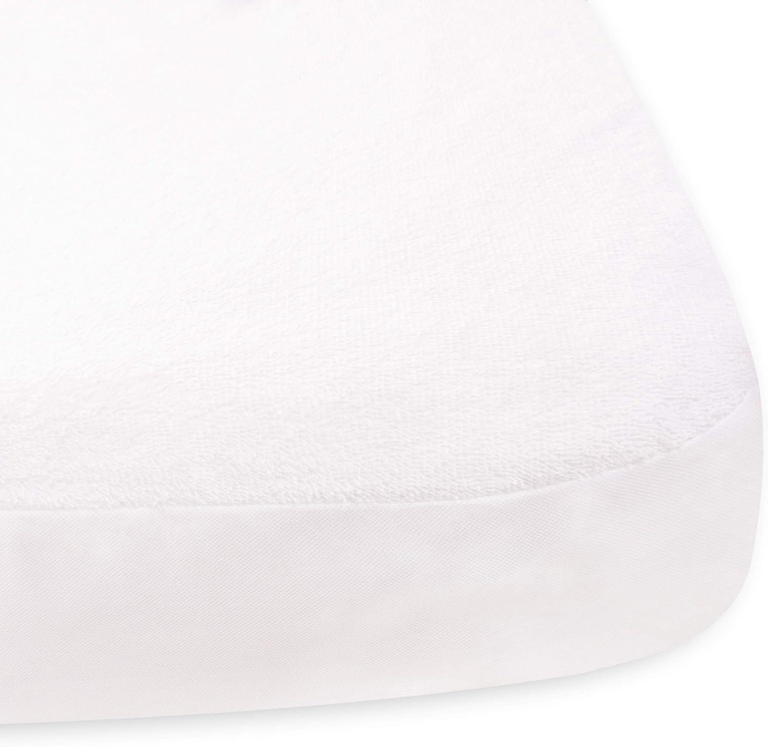 Superior Waterproof Cotton Mattress Protector, Crib, White