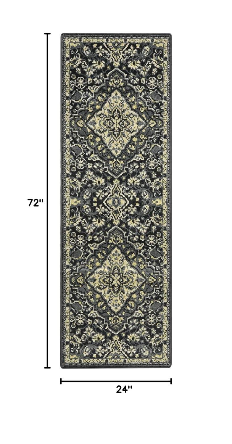 Hasoo 2' x 6' Hallway Runner Rug Traditional Persian Area Rug Non-Shedding Indoor Rug for Bedroom Entryway, Gray