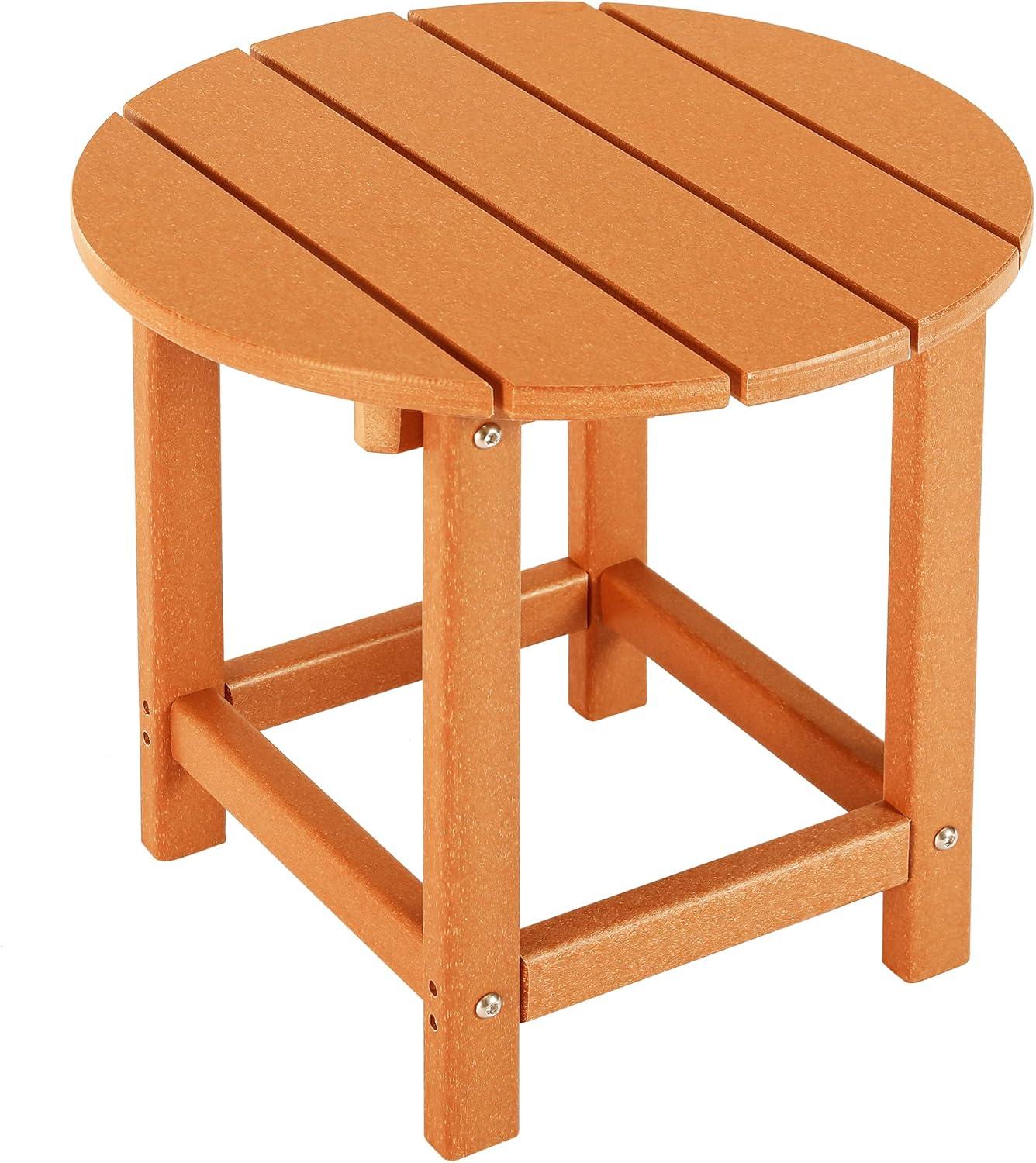 WestinTrends All-Weather Outdoor Patio Round Poly Adirondack Side Table, Orange