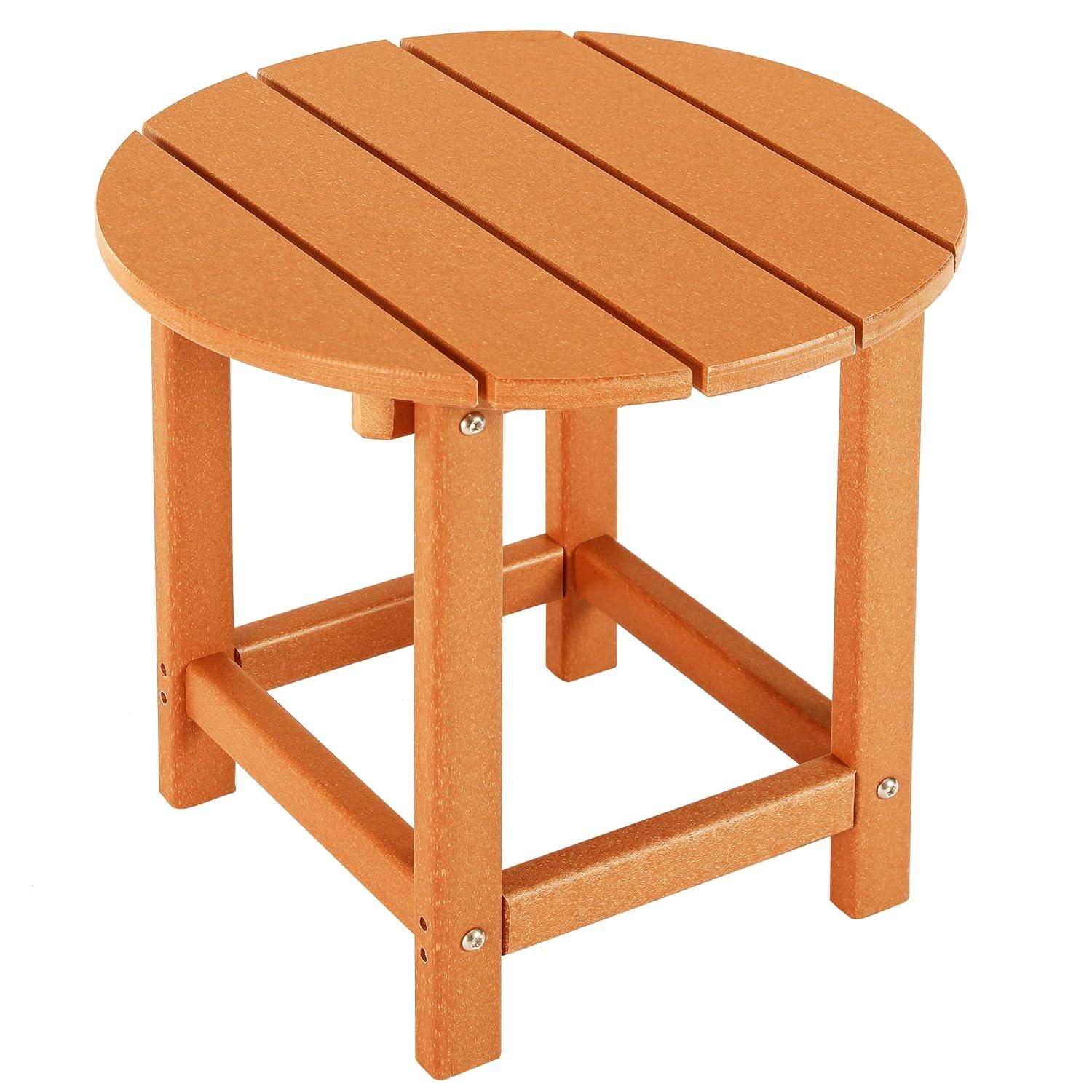 WestinTrends All-Weather Outdoor Patio Round Poly Adirondack Side Table, Orange
