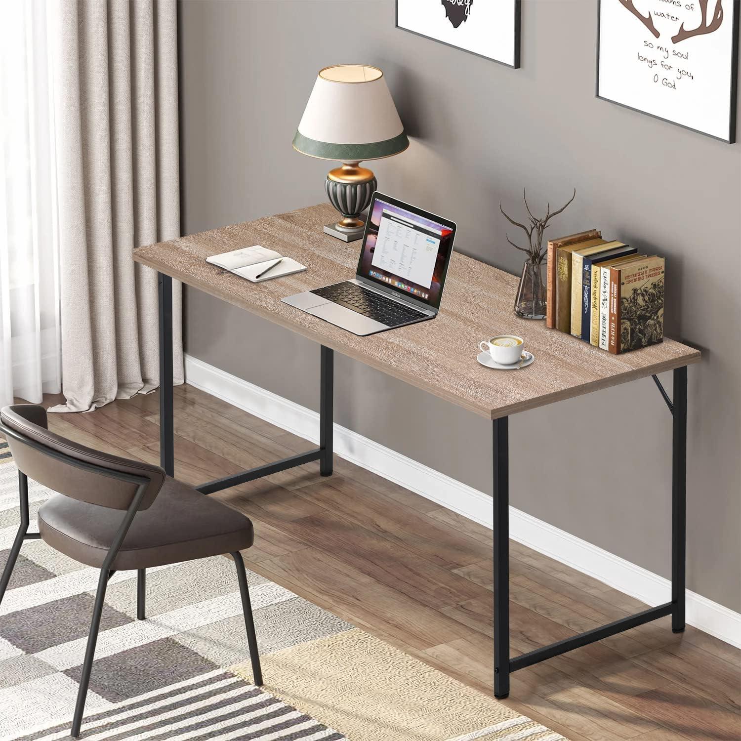 FDW Computer Desk 47 inch Length Study Writing Table, Adjustable feet, Modern Furniture for Home Office, Nature