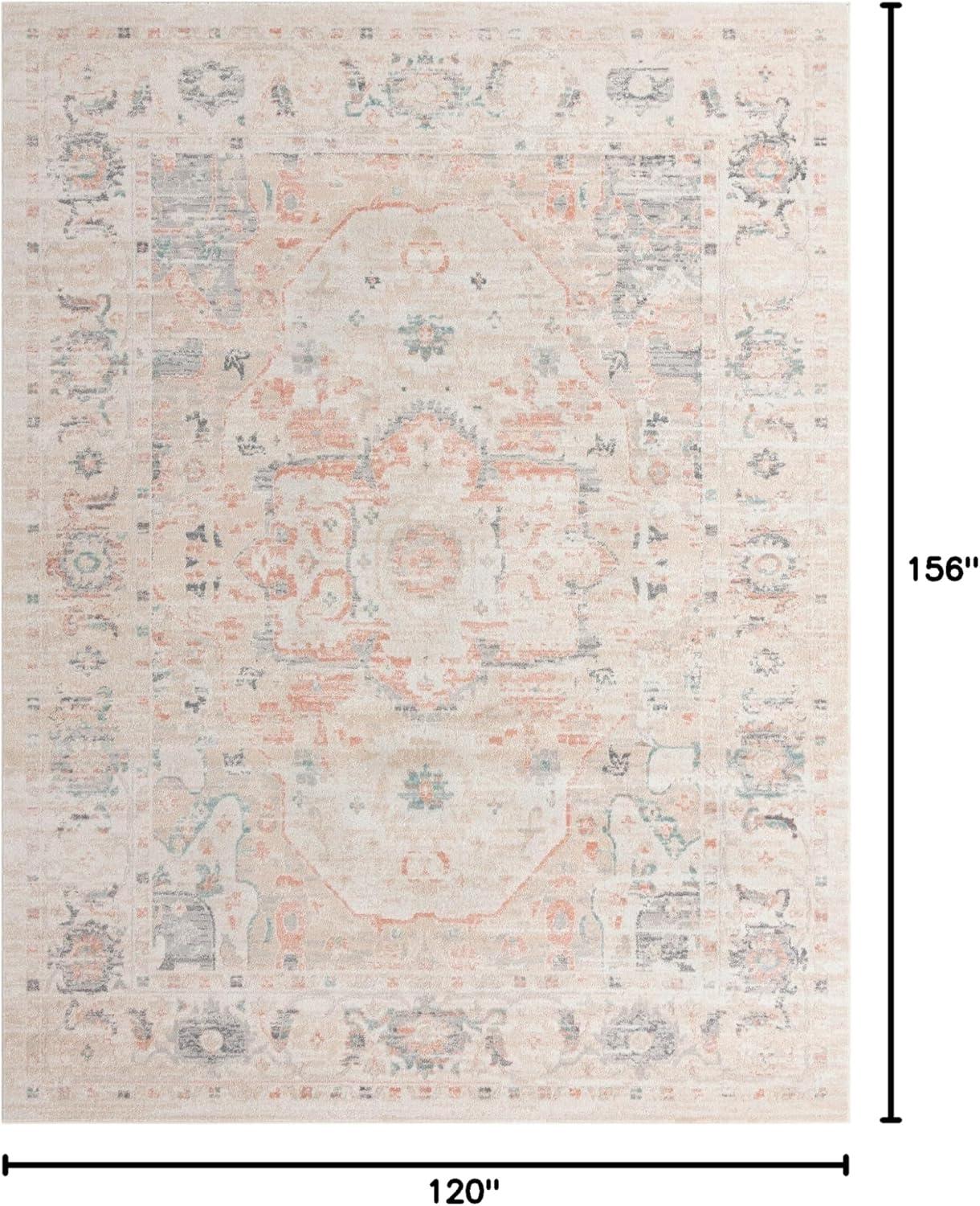 Ivory Medallion Rectangular Synthetic 10' x 13' Area Rug