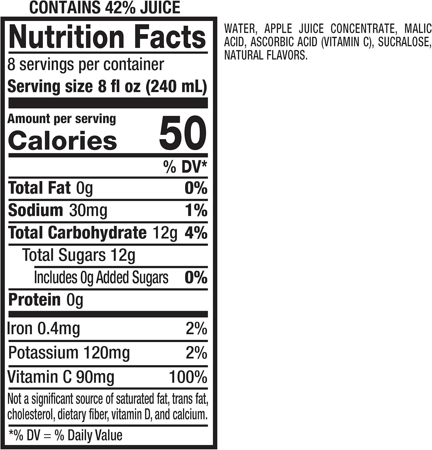 Mott's Apple Light Juice Drink, 64 Fl Oz Bottle (Pack Of 8), 42% Fruit Juice With 50% Fewer Calories Than 100% Apple Juice, Excellent Source Of Vitamin C