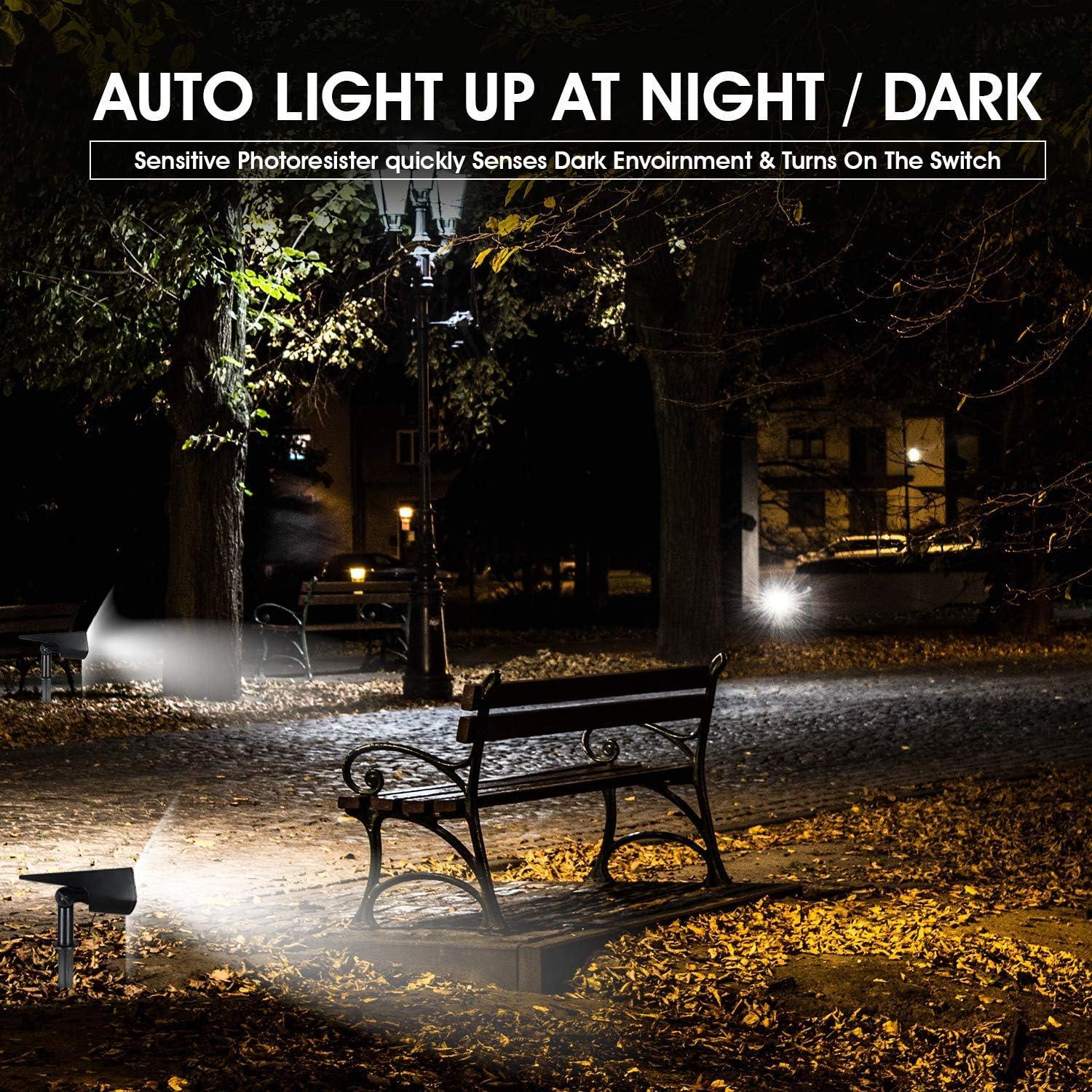 WBM Solar Spot Lights Outdoor,20 LED Waterproof Landscape Spotlight, 500 Lm -Warm White Light,4 Pack