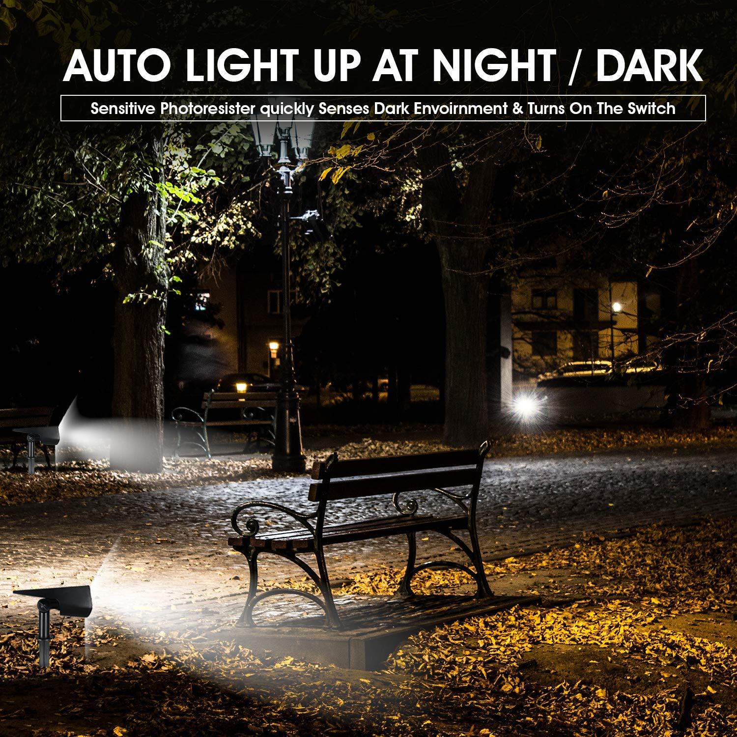 WBM Solar Spot Lights Outdoor,20 LED Waterproof Landscape Spotlight, 500 Lm -Warm White Light,4 Pack