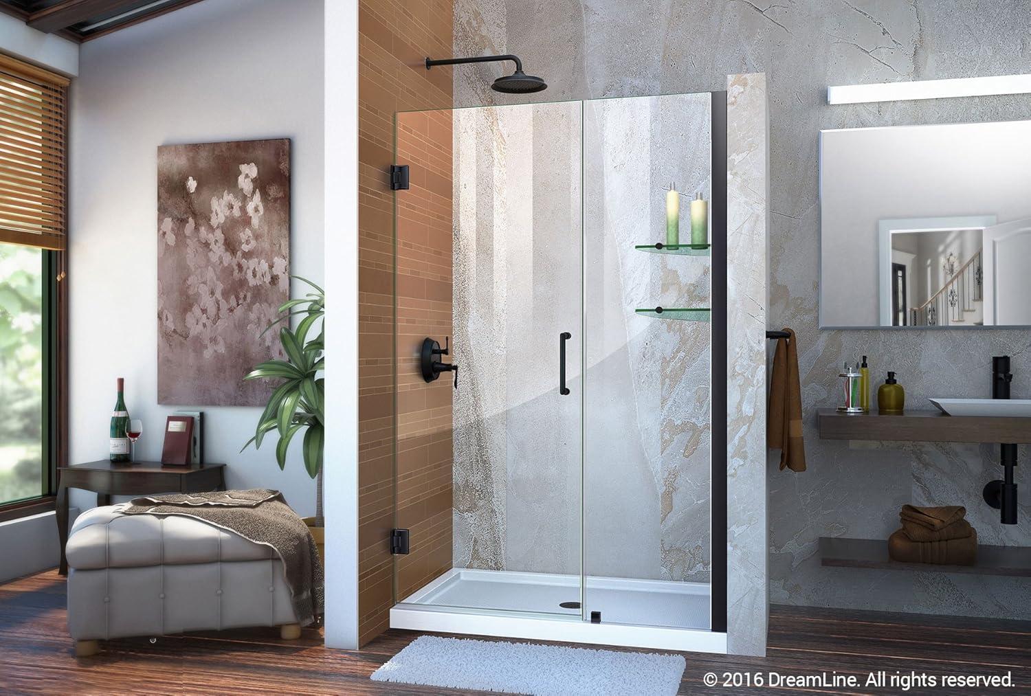 Unidoor 46" W x 72" H Hinged Frameless Shower Door with Clearmax™ Technology