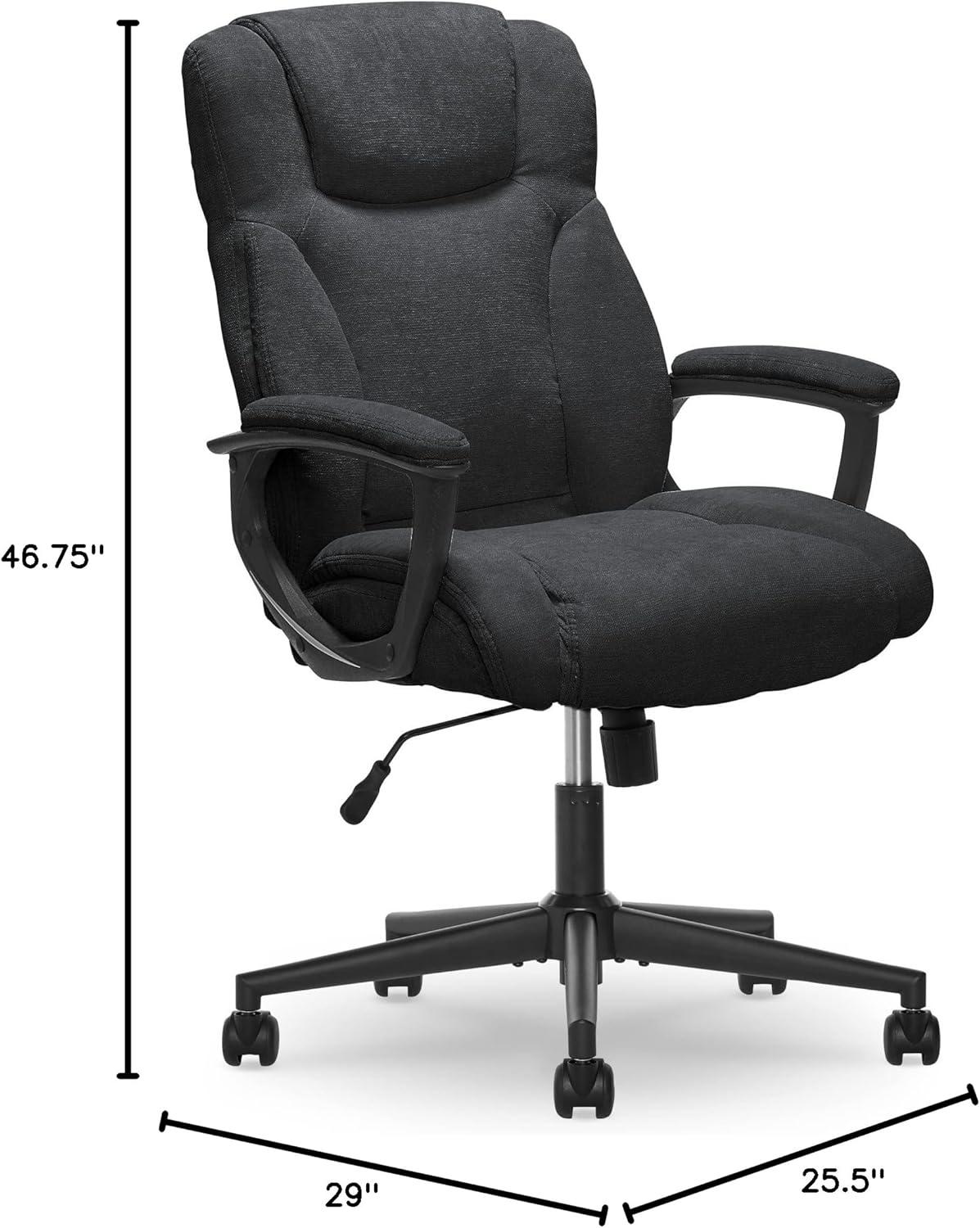 Style Hannah II Office Chair Midnight Black - Serta: Executive, Microfiber, 400 lbs Capacity