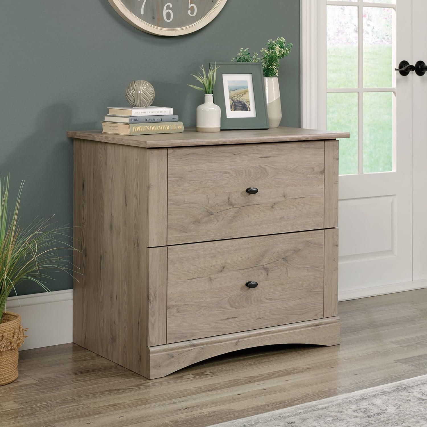 2 Drawer Lateral File Cabinet Laurel Oak - Sauder: Full Extension, Legal/Letter Size, Interlocking
