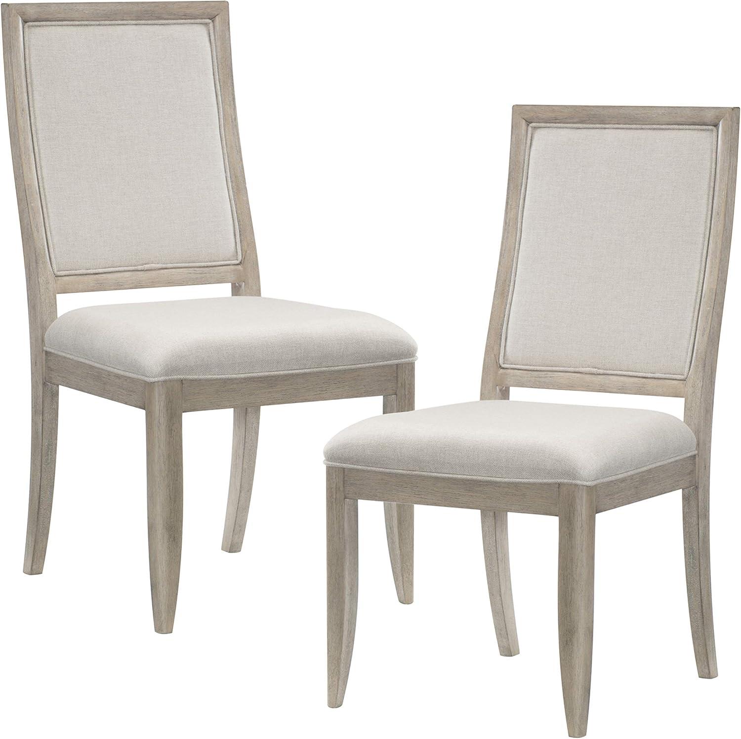 Gray Upholstered Transitional Wood Side Chair Set