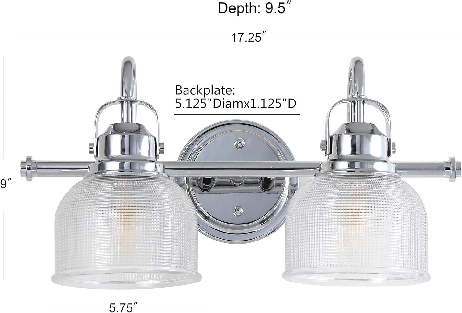 Virginia 17.25" 2-Light Metal/Glass LED Vanity Light, Chrome