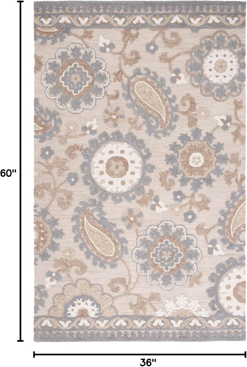 Blossom BLM375 Hand Tufted Area Rug - Grey/Beige - 3'x5' - Safavieh.