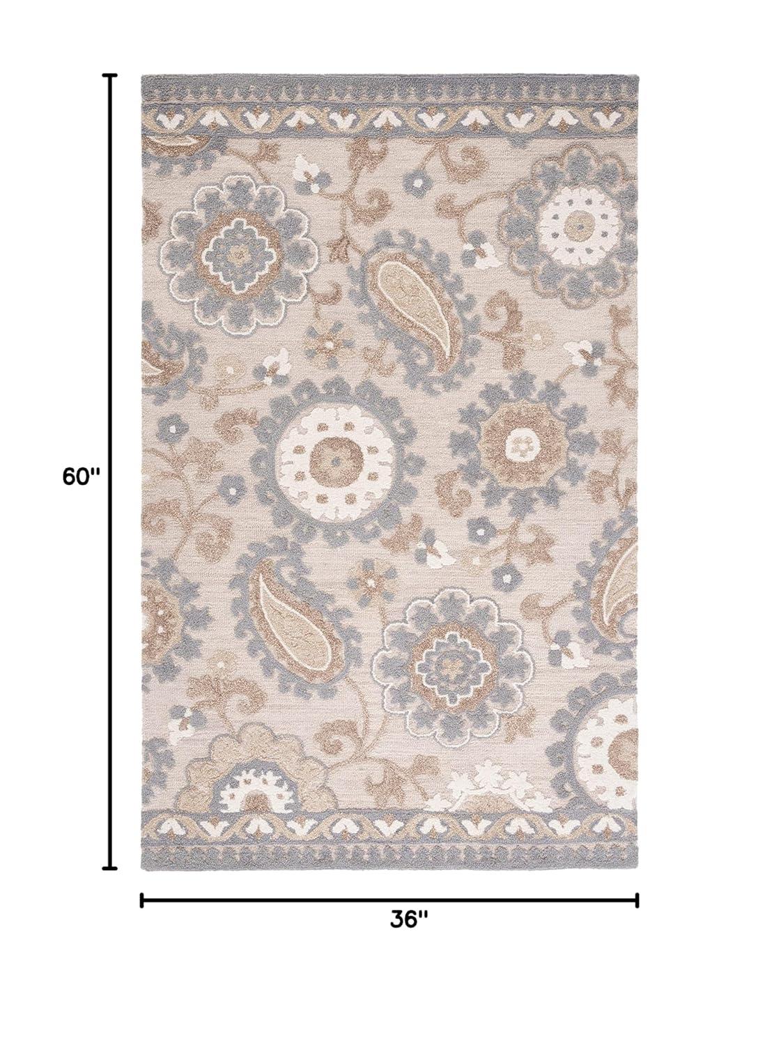 Blossom BLM375 Hand Tufted Area Rug - Grey/Beige - 3'x5' - Safavieh.