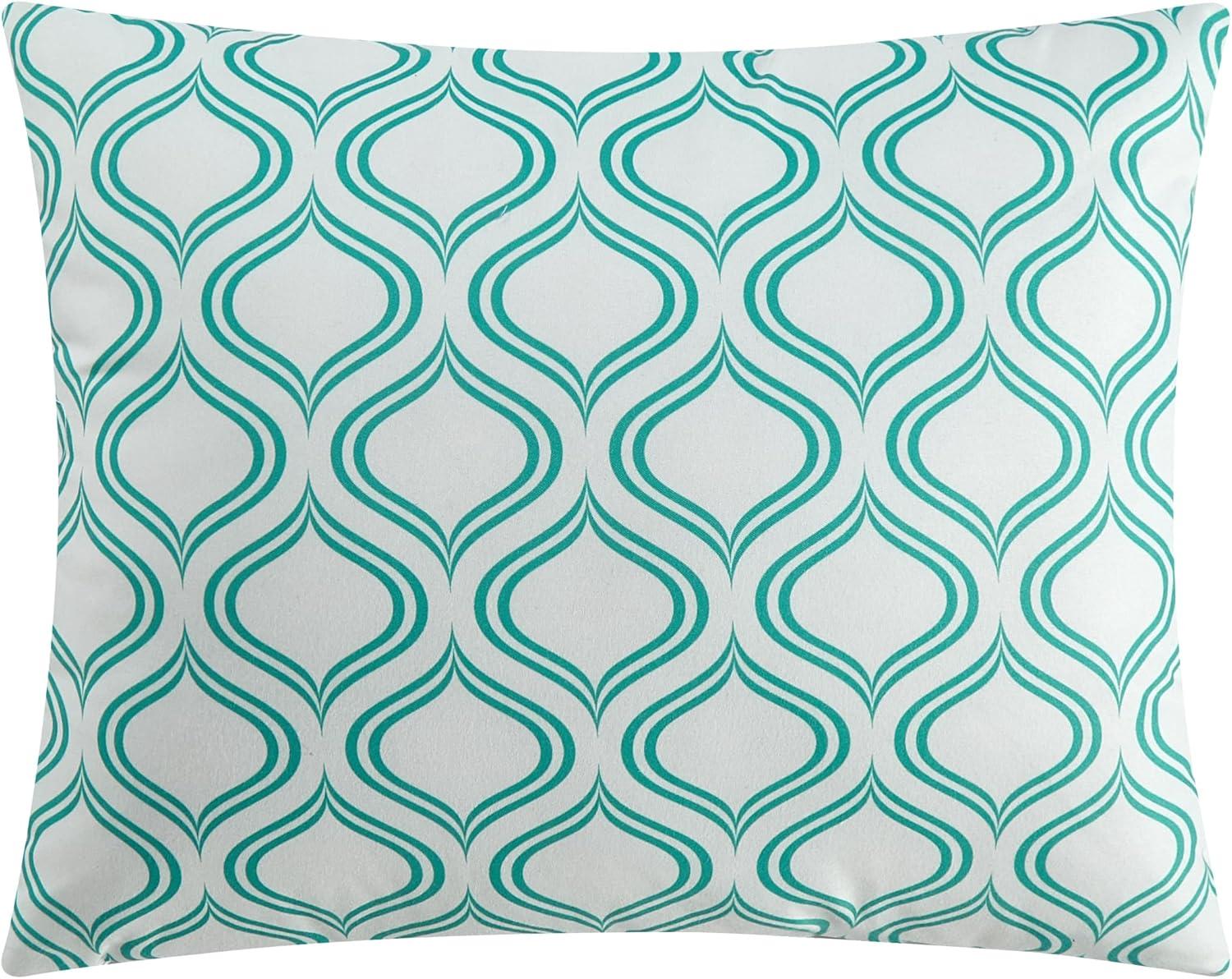 Durnik King White and Teal Reversible Quilt Set