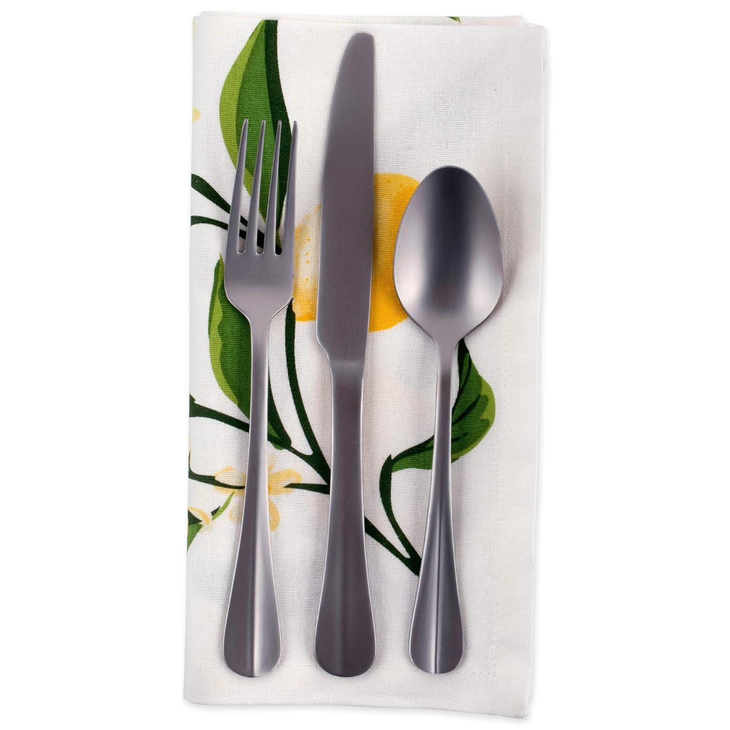DII Lemon Bliss Printed Napkin Set 6 Piece, Yellow/Green, 20x20"