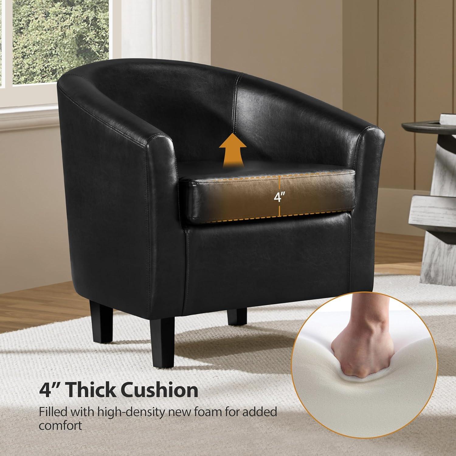 Yaheetech Faux Leather Accent Arm Chair For Living Room, Black