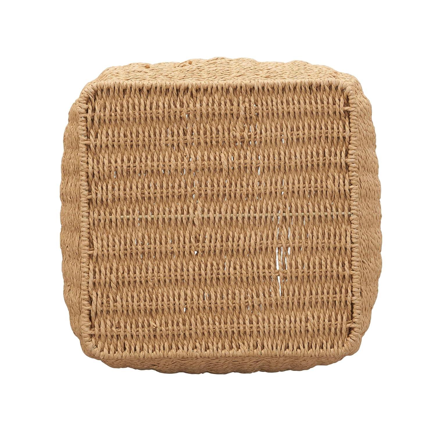 Household Essentials Basket with Handles Seagrass: Handwoven Round Storage, Brown Decorative Wicker, 14" Height