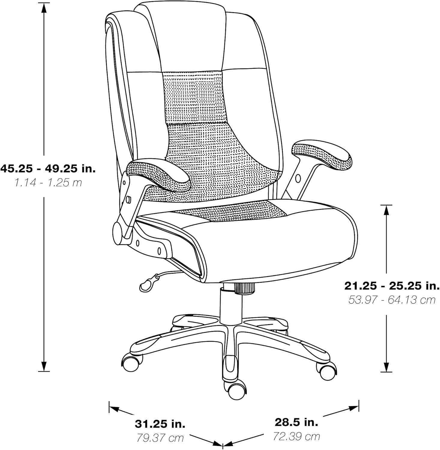 Charcoal Grey Executive Leather Office Chair with Adjustable Arms