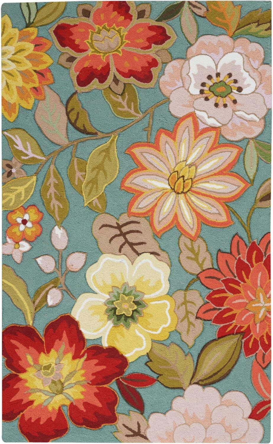 Nourison Fantasy FA18 Aqua Area Rug 5' x 7'6"