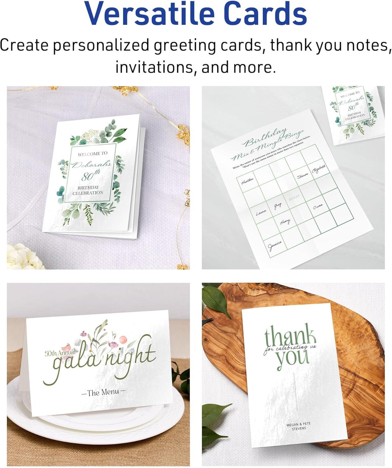 Avery Printable Greeting Cards, 5.5" x 8.5", Glossy White, 50ct