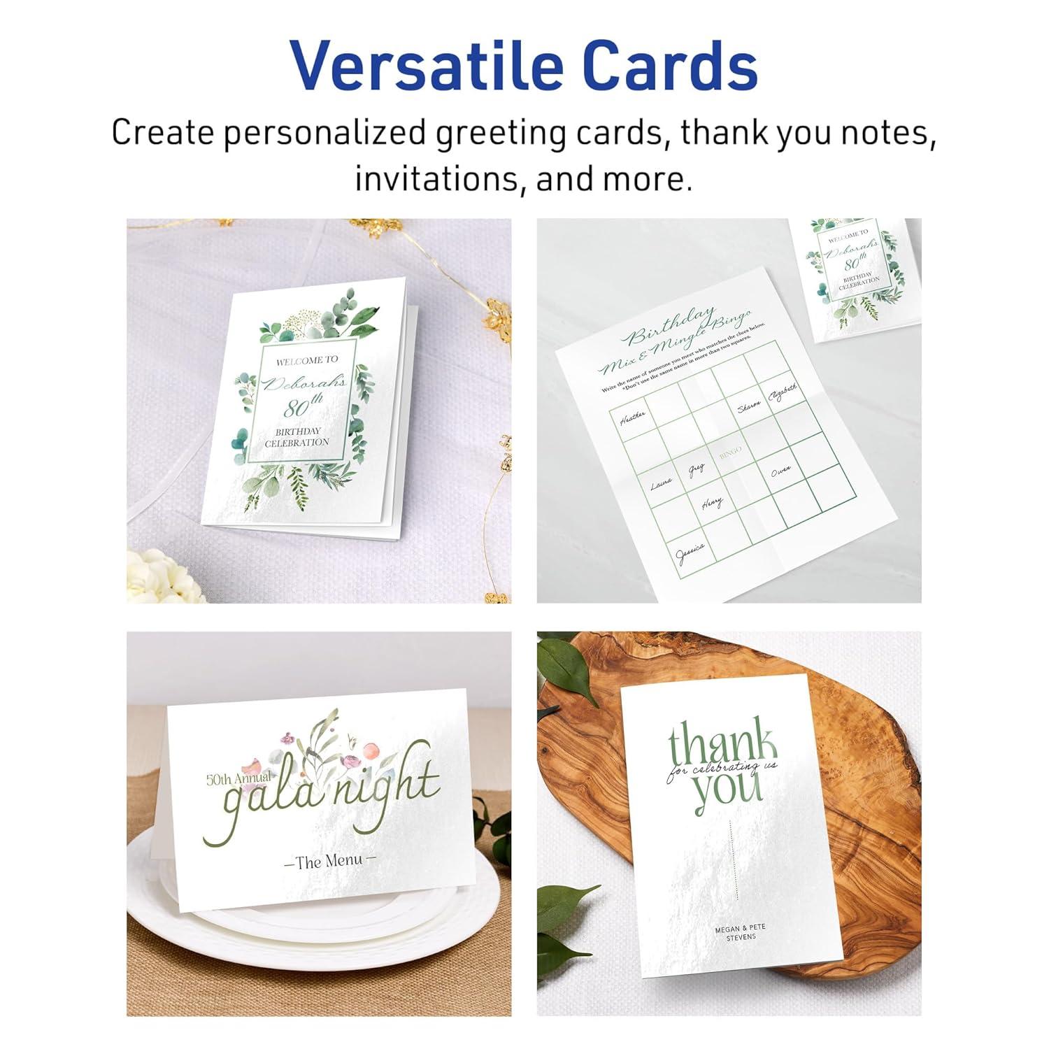 Avery Printable Greeting Cards, 5.5" x 8.5", Glossy White, 50ct
