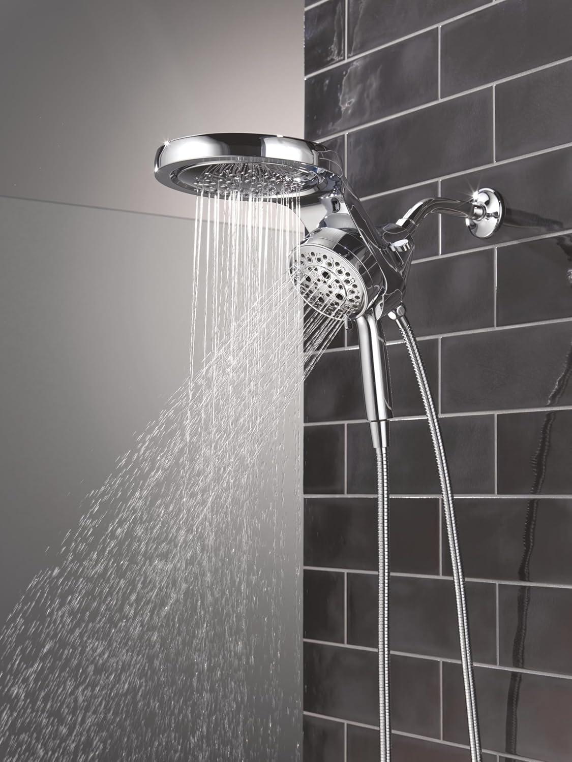 6-Setting HydroRain 2-in-1 Dual Shower Head with ProClean Spray, 1.75 GPM