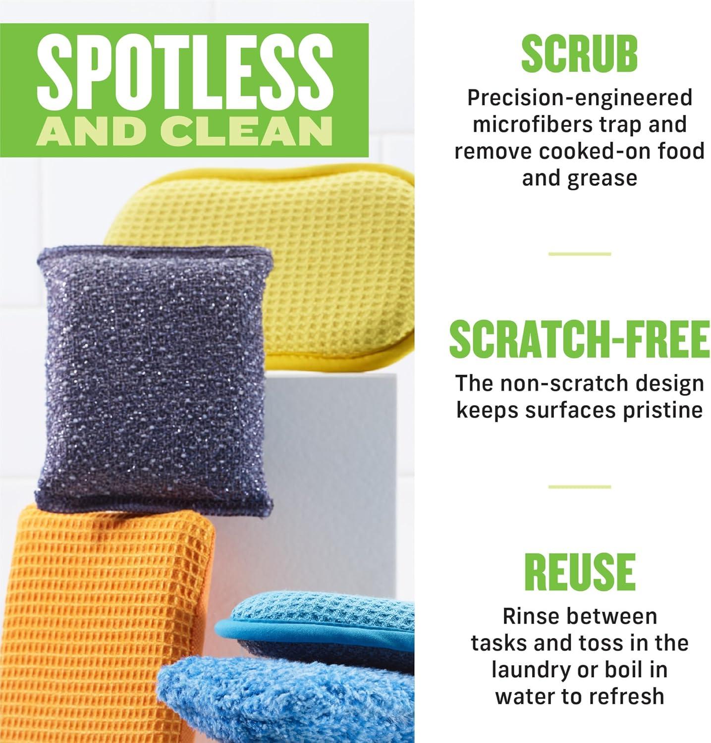 E-Cloth Non-Scratch Scrubbing Pads, Premium Microfiber Dish Scrubber and Kitchen Sponge for Cleaning, 2 Pack