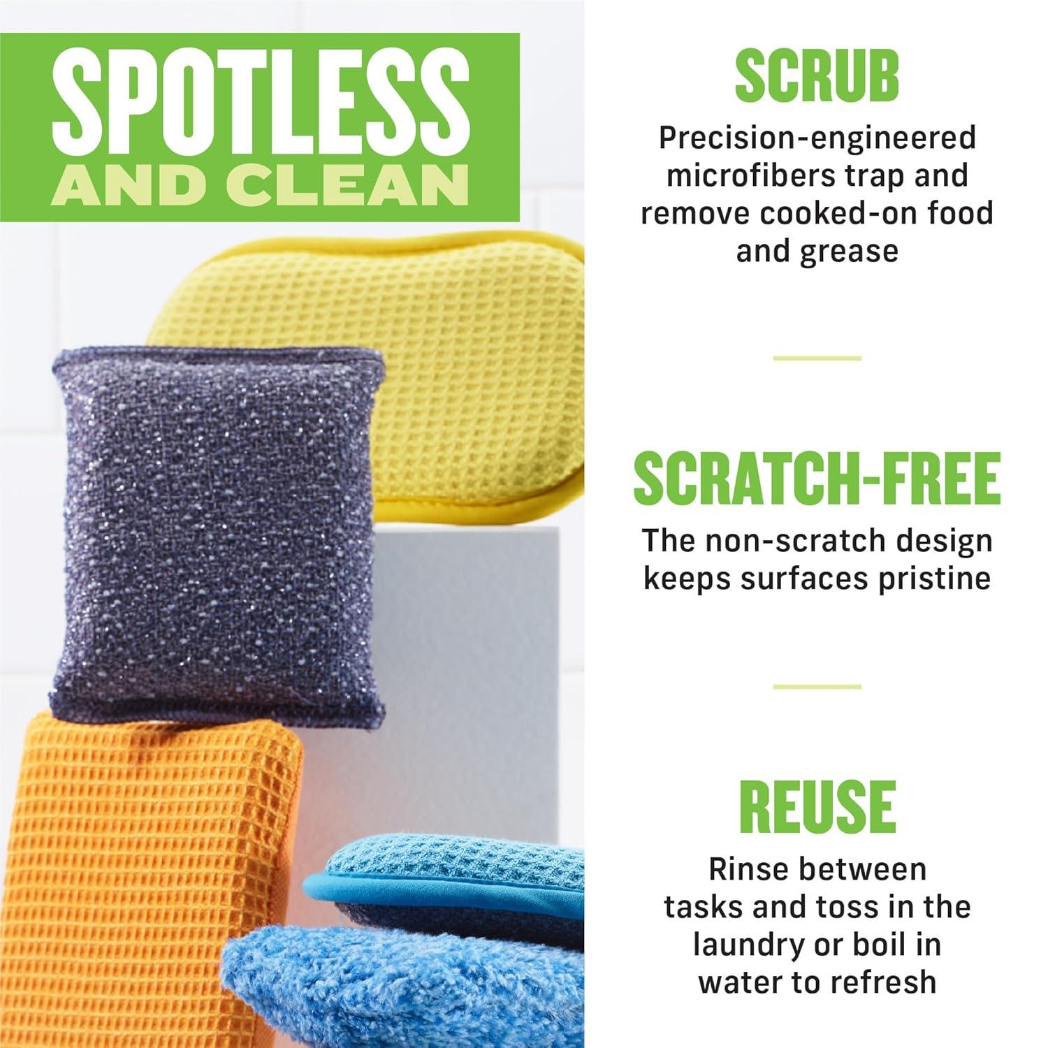 E-Cloth Non-Scratch Scrubbing Pads, Premium Microfiber Dish Scrubber and Kitchen Sponge for Cleaning, 2 Pack