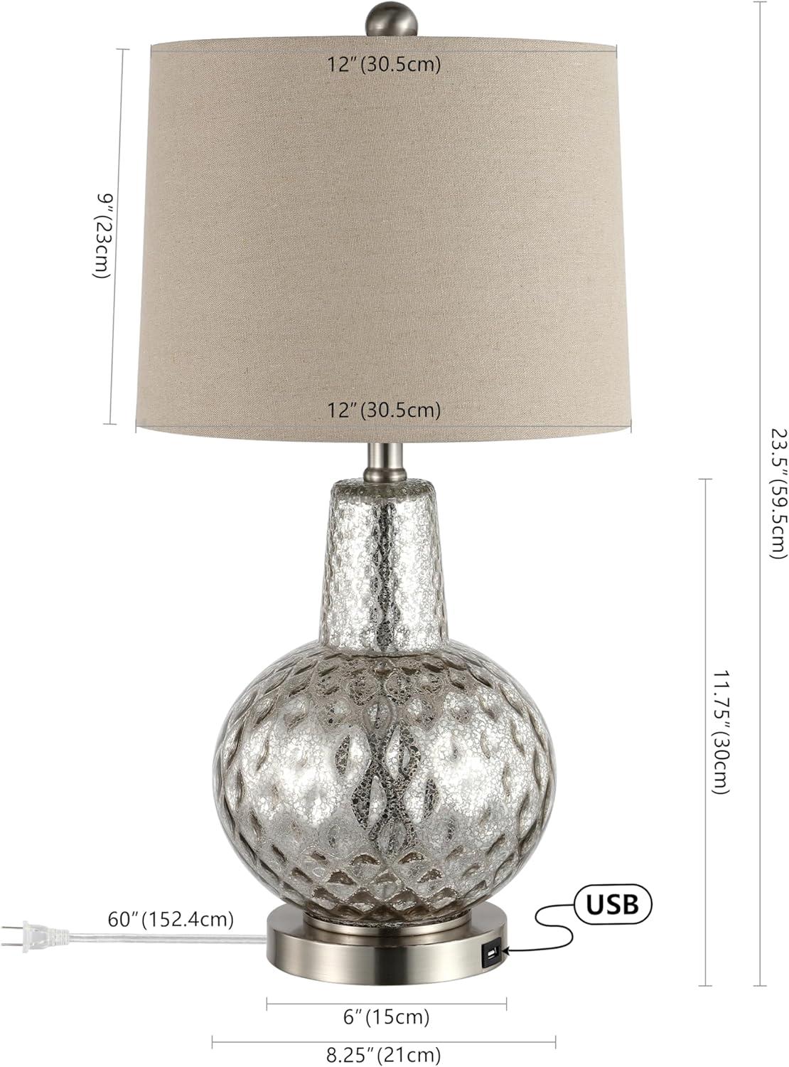 Atlas Table Lamp W/ USB Port - 23.5 Inch Height - TBL4201 - Mercury - Safavieh