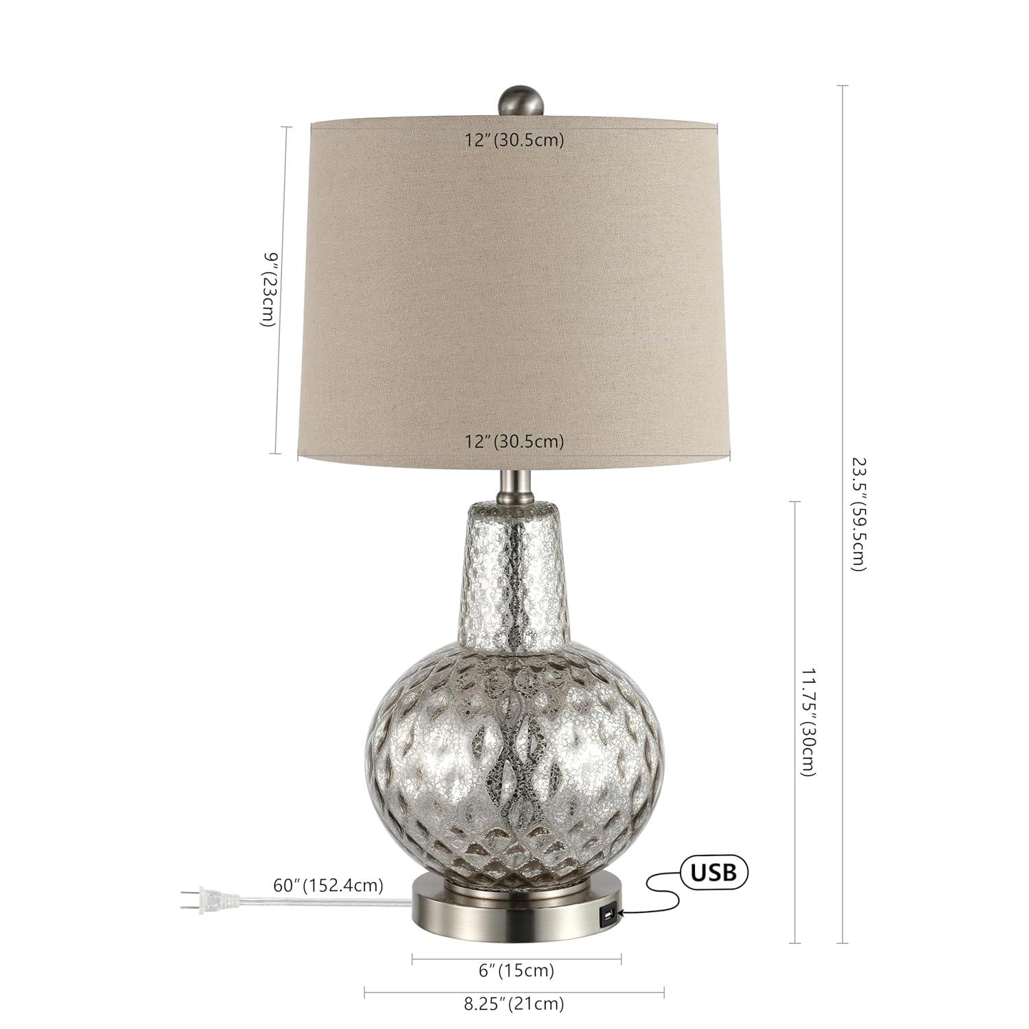 Atlas Table Lamp W/ USB Port - 23.5 Inch Height - TBL4201 - Mercury - Safavieh