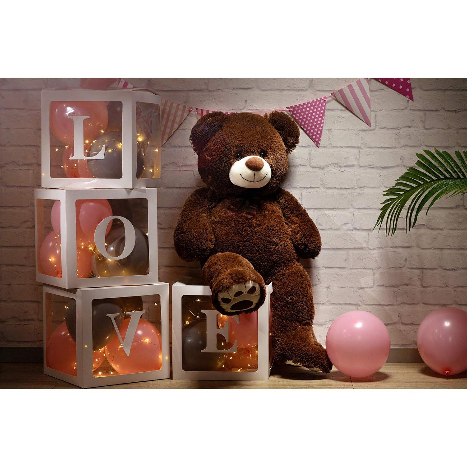 HollyHOME Teddy Bear Stuffed Animal Plush Giant Teddy Bears with Footprints Big Bear 36 inch Chocolate