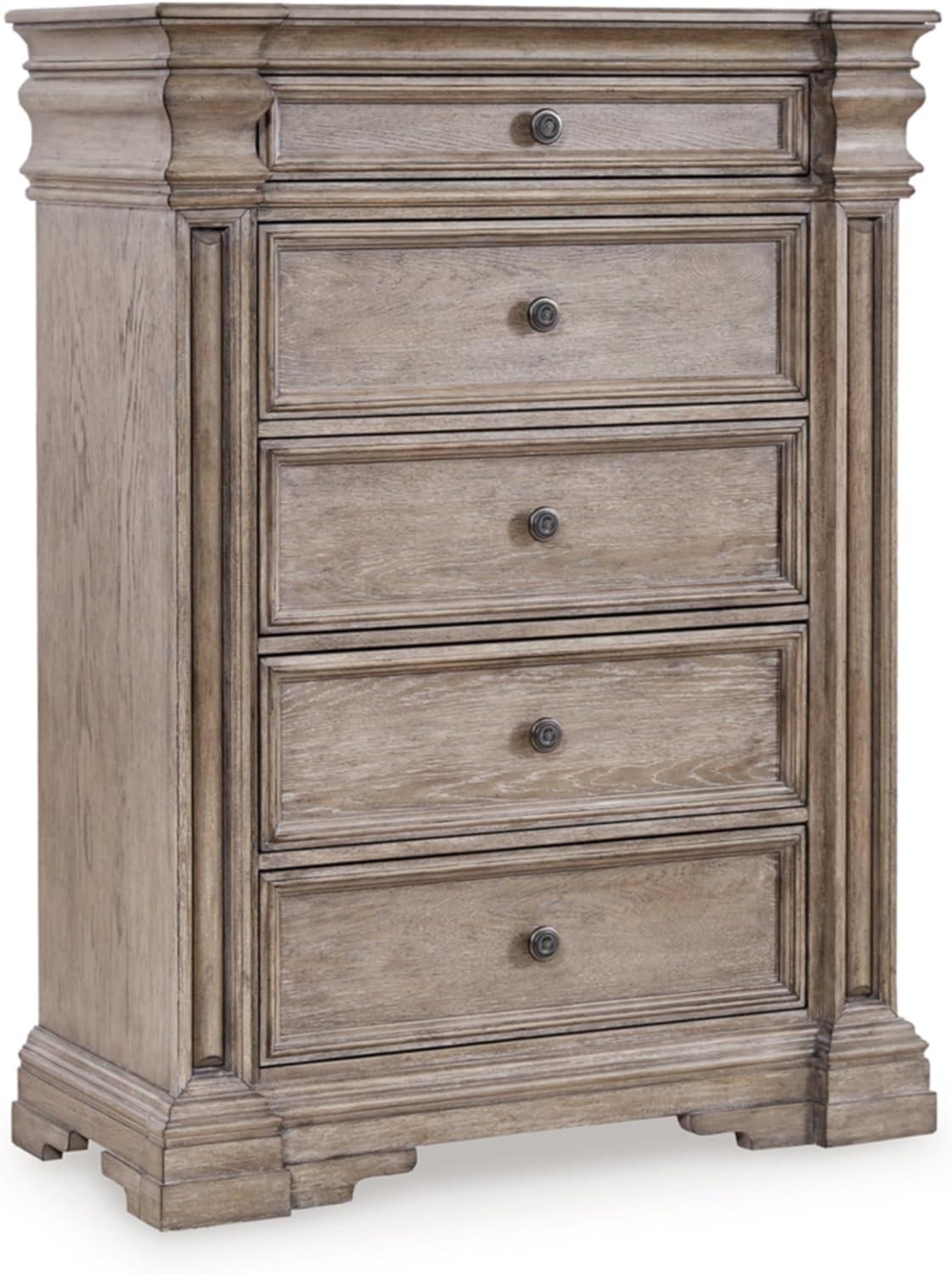 Traditional Brown 5-Drawer Chest with Dovetail and Ball Bearing Glides