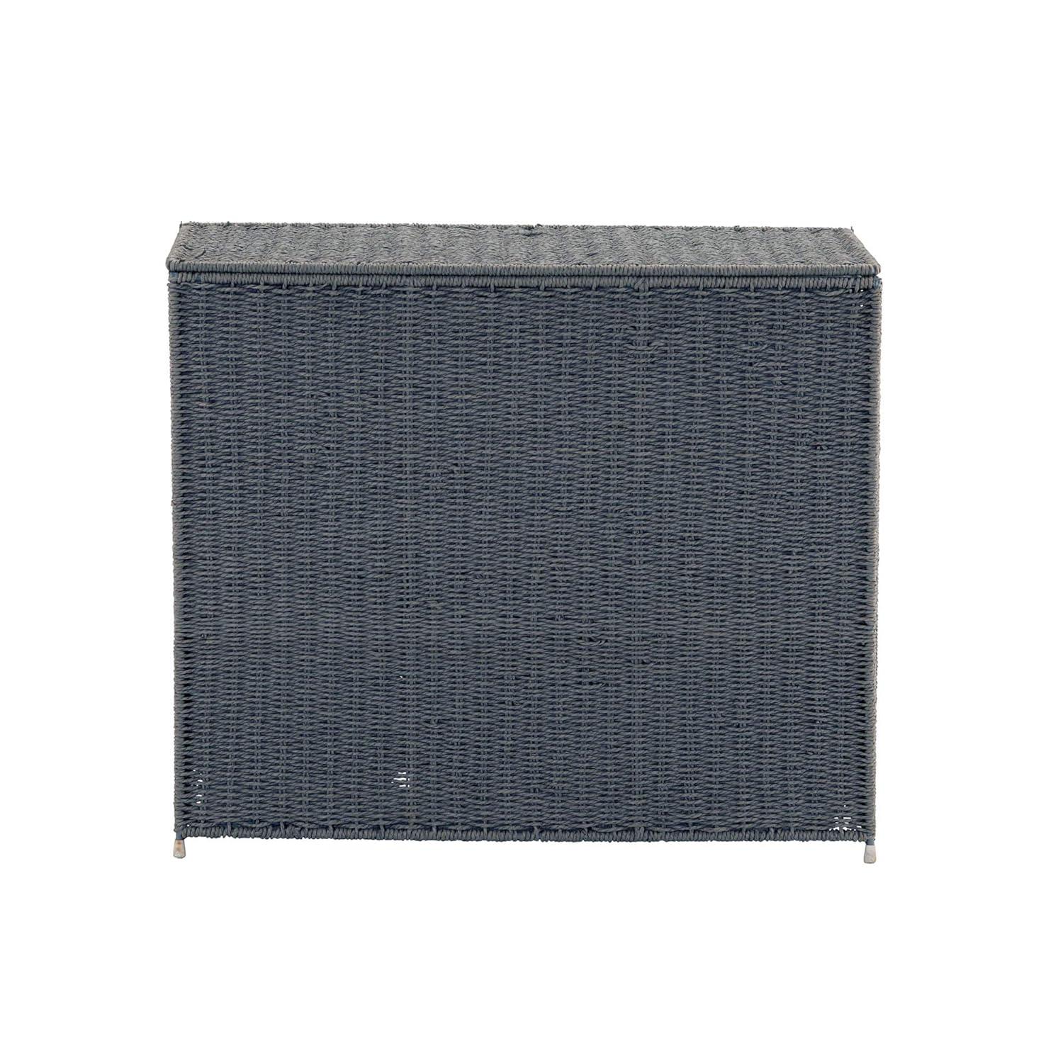 3 Compartment Laundry Sorter, Wicker Laundry Sorter, Gray