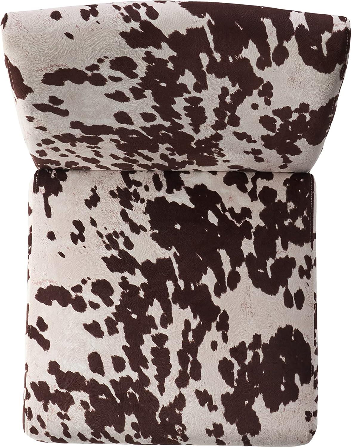 GDF Studio Abner Contemporary Slipper Accent Chair, Cow Print Velvet and Matte Black