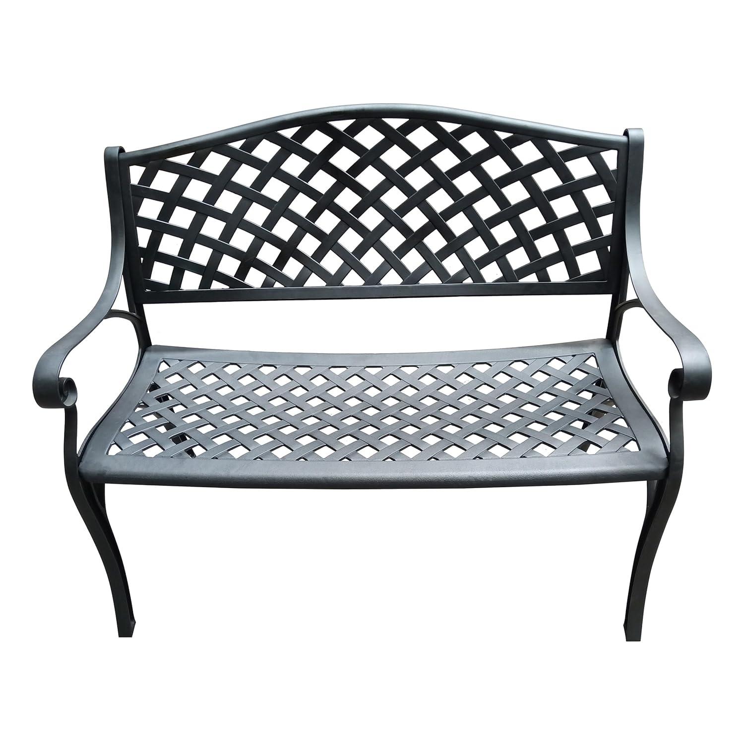 Modern Aluminum Patio Bench - Black - Oakland Living: Weather-Resistant, UV-Protected, Mold-Resistant