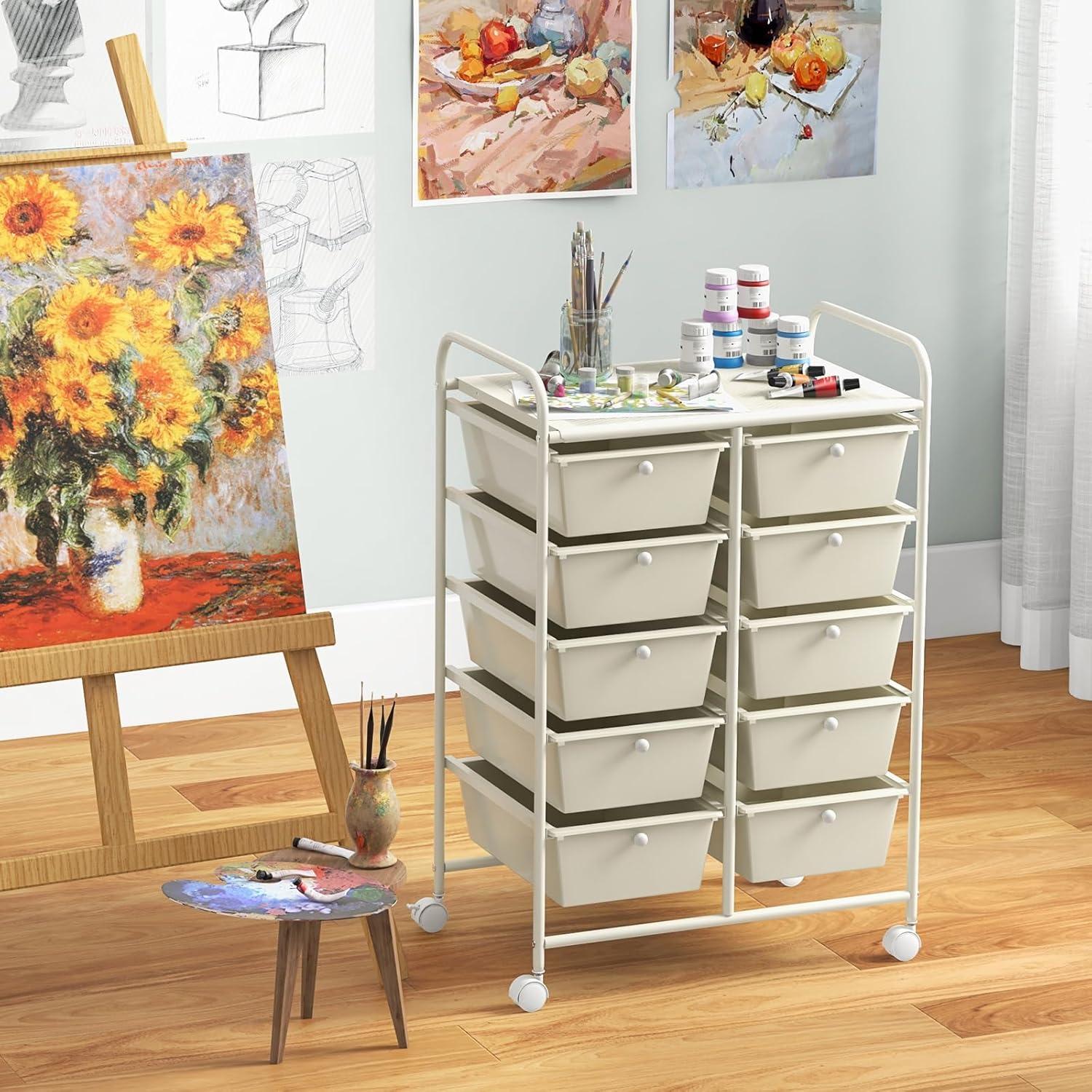 10-Drawer Rolling Storage Cart