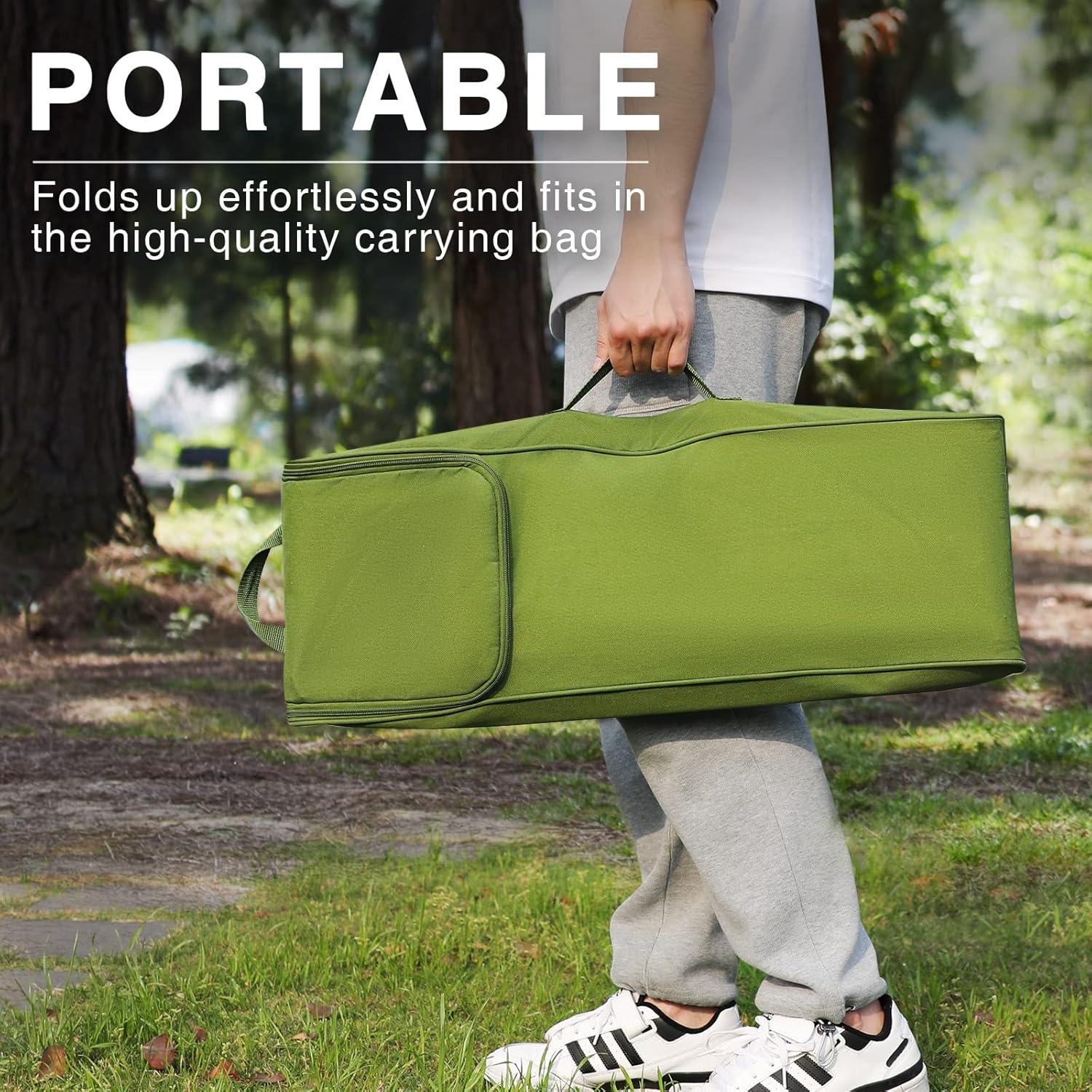 Green Heavy Duty Folding Camping Cot with Carry Bag