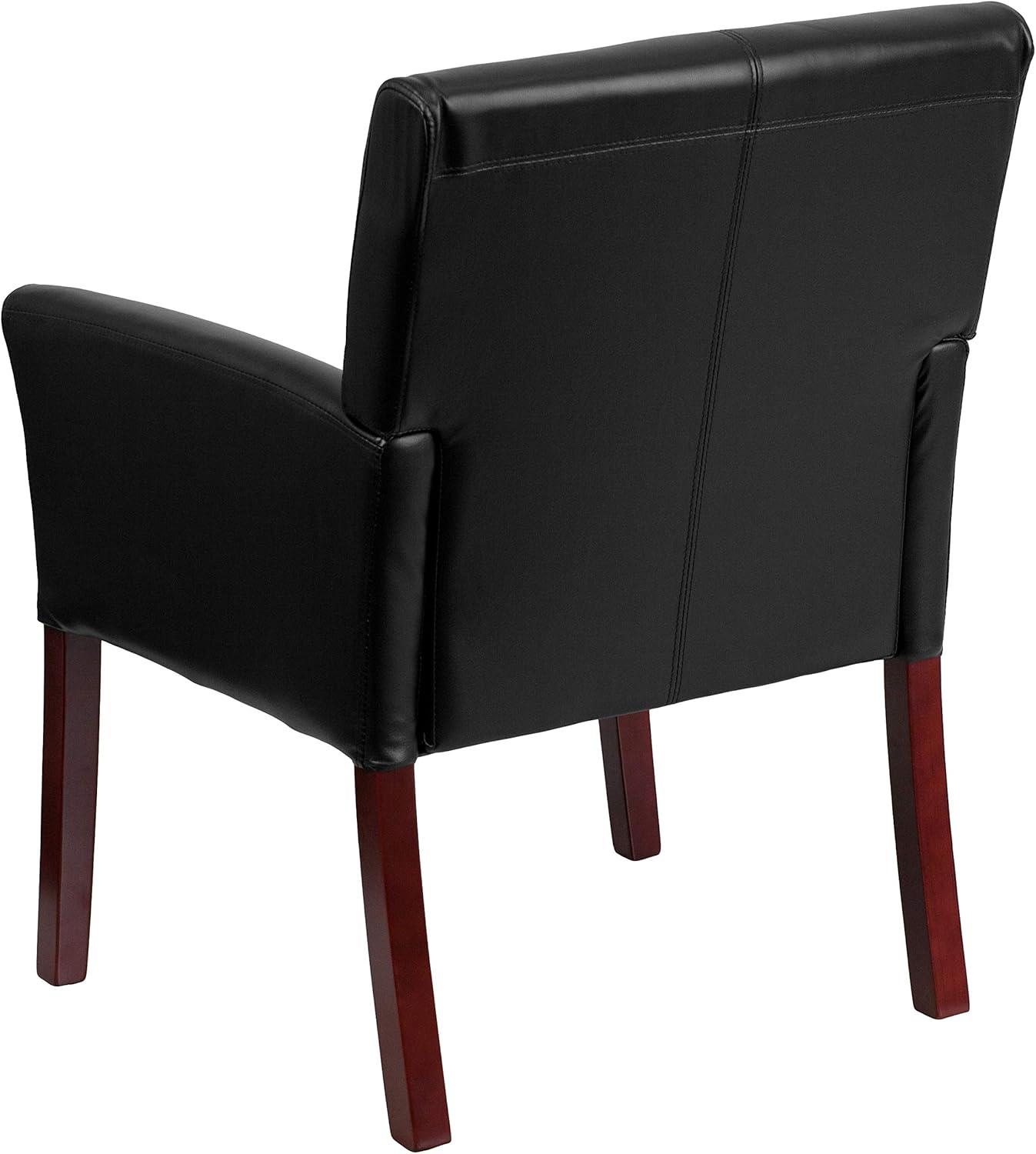 Emma and Oliver Leather Executive Side Reception Chair with Mahogany Legs