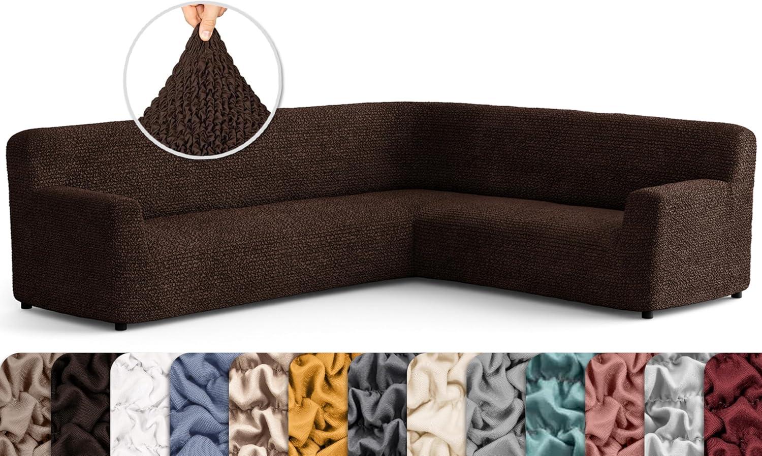 Stretchy Slipcover for Corner Sofa - Easy to Clean & Durable - Microfibra Collection