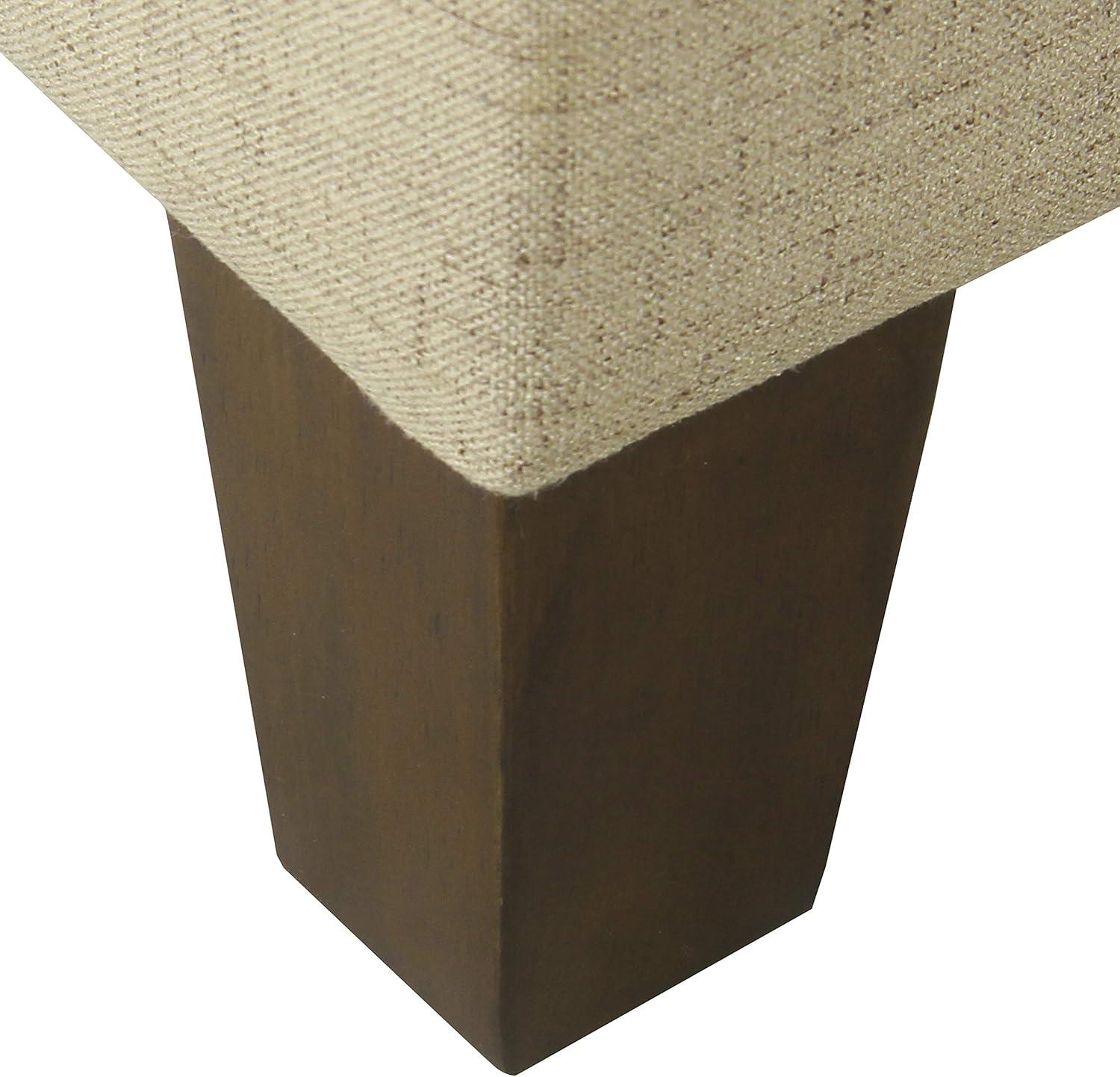 Luxury Large Square Storage Ottoman Tan - HomePop: Linen-Like Upholstery, Wood Legs, Hinged Lid